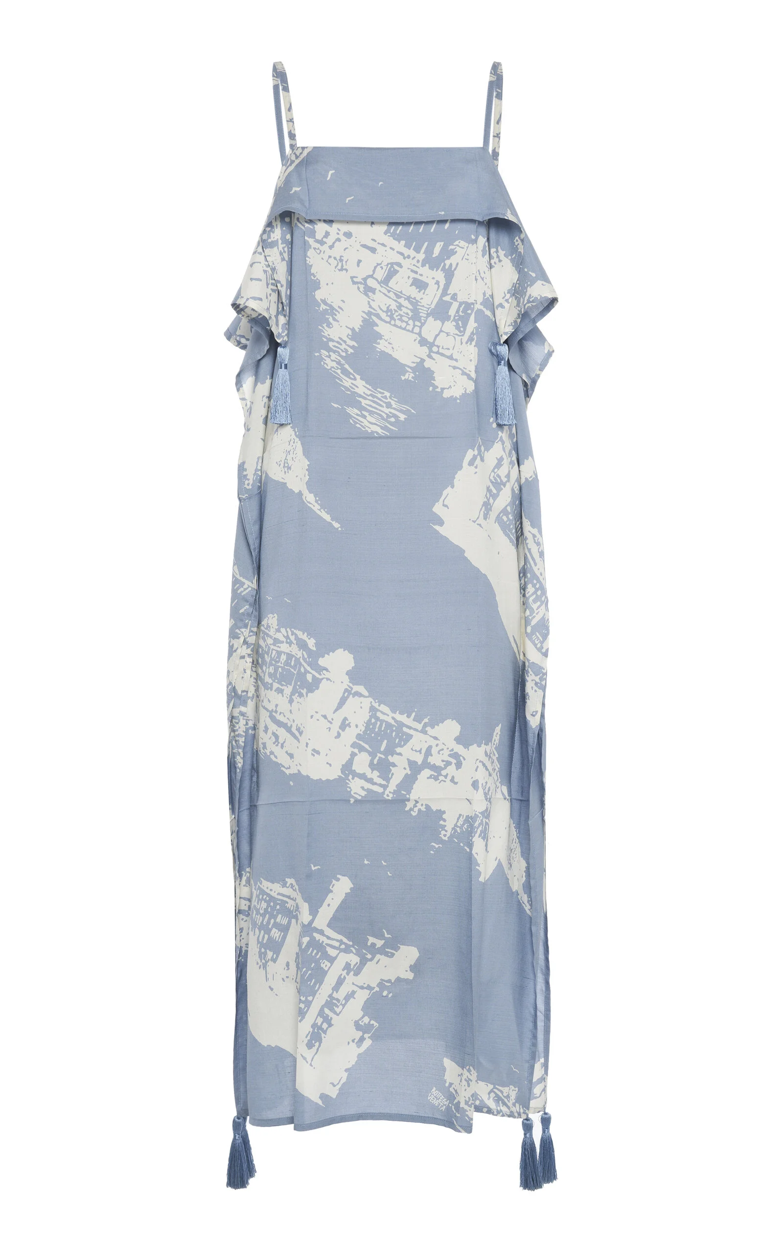 Draped Silk-Cotton Midi Dress blue - 1