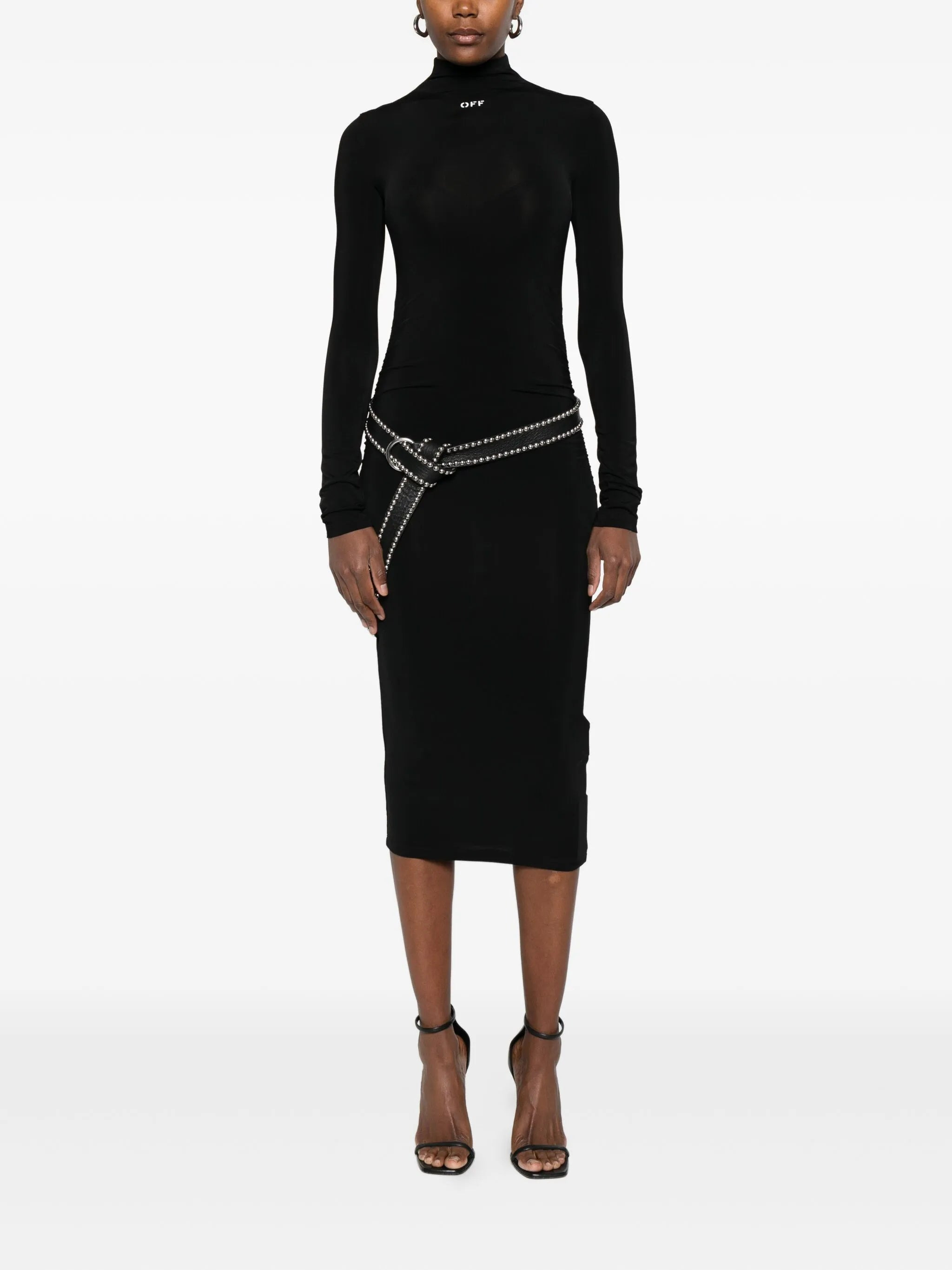 Off-white Off Stamp High-neck Ruched Dress - 3
