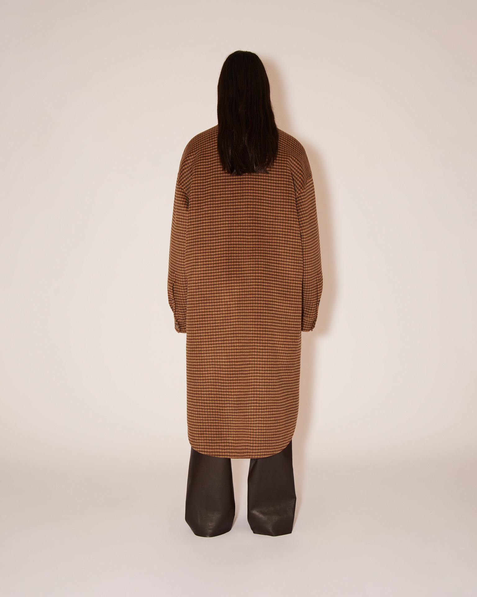 CRUZA - Checked wool and silk-blend coat - Camel - rust gray - 5