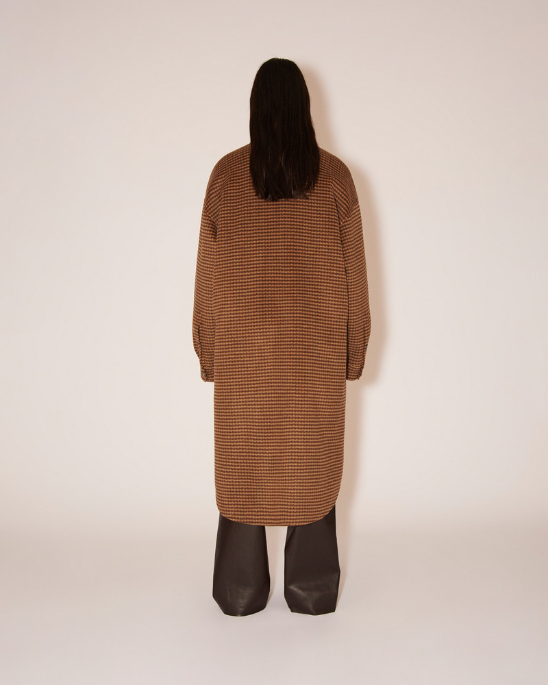 CRUZA - Checked wool and silk-blend coat - Camel - rust gray 5