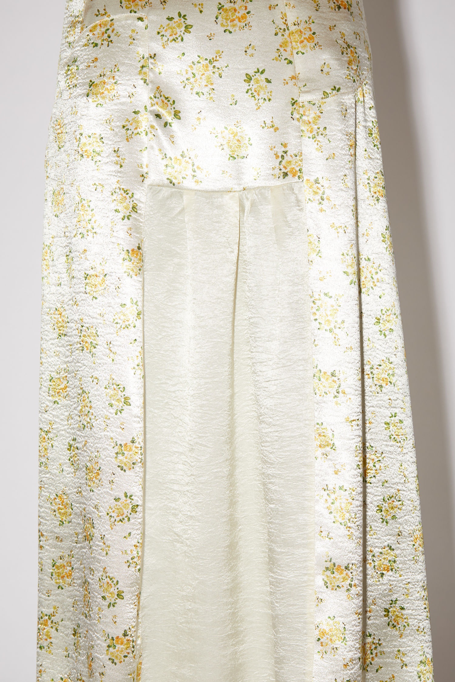 Floral satin skirt - Pale yellow - 6