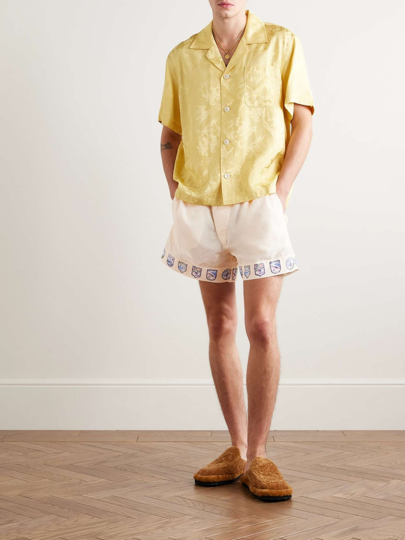 BODE Straight-Leg Printed Pleated Cotton and Silk-Blend Shorts outlook