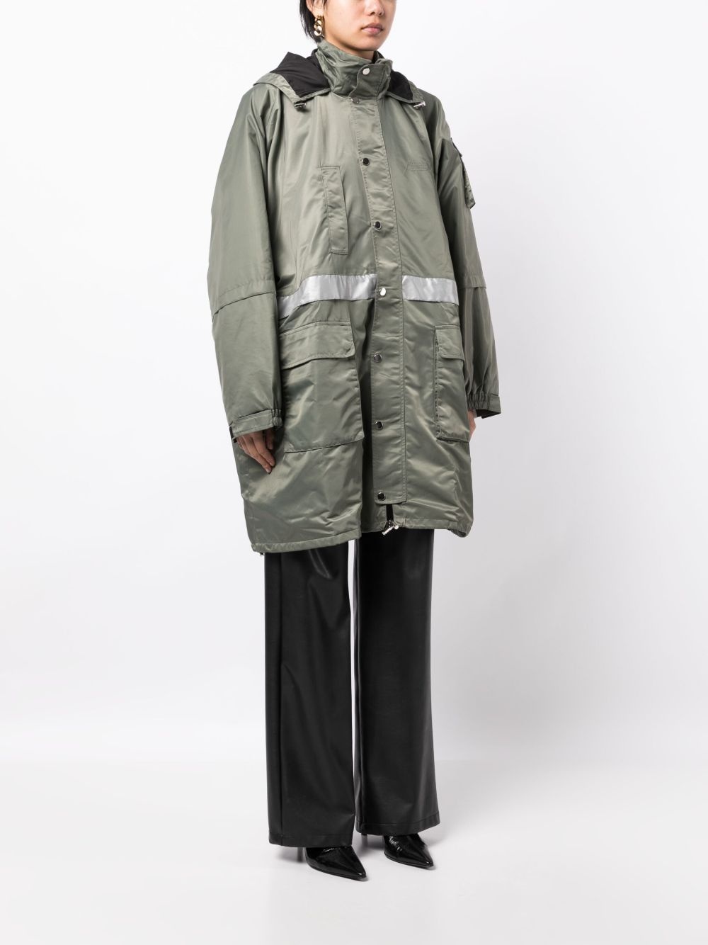 multi-pocket hooded parka coat - 3