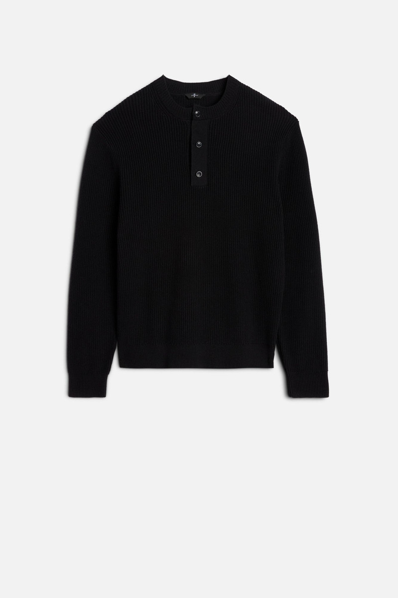 Henley Sweater in Black 1