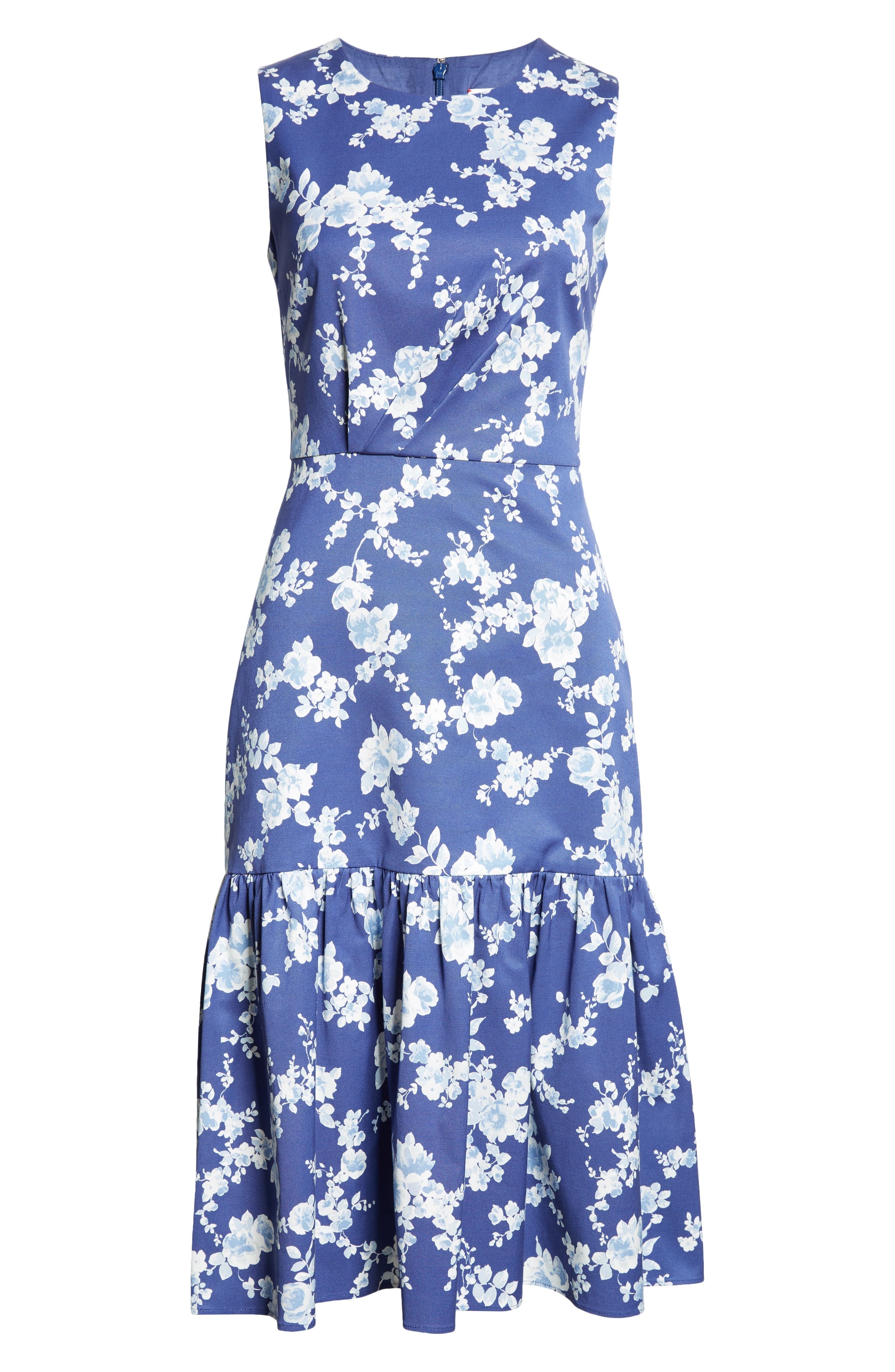 Carolina Herrera Floral Print Tiered Dress in Nautilus Multi at Nordstrom - 5