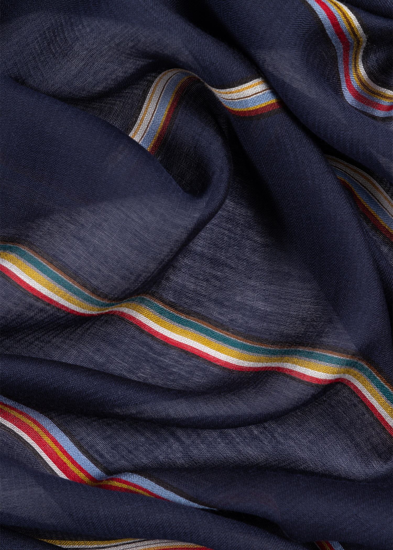 Women's Navy Broken 'Signature Stripe' Silk-Blend Scarf - 4