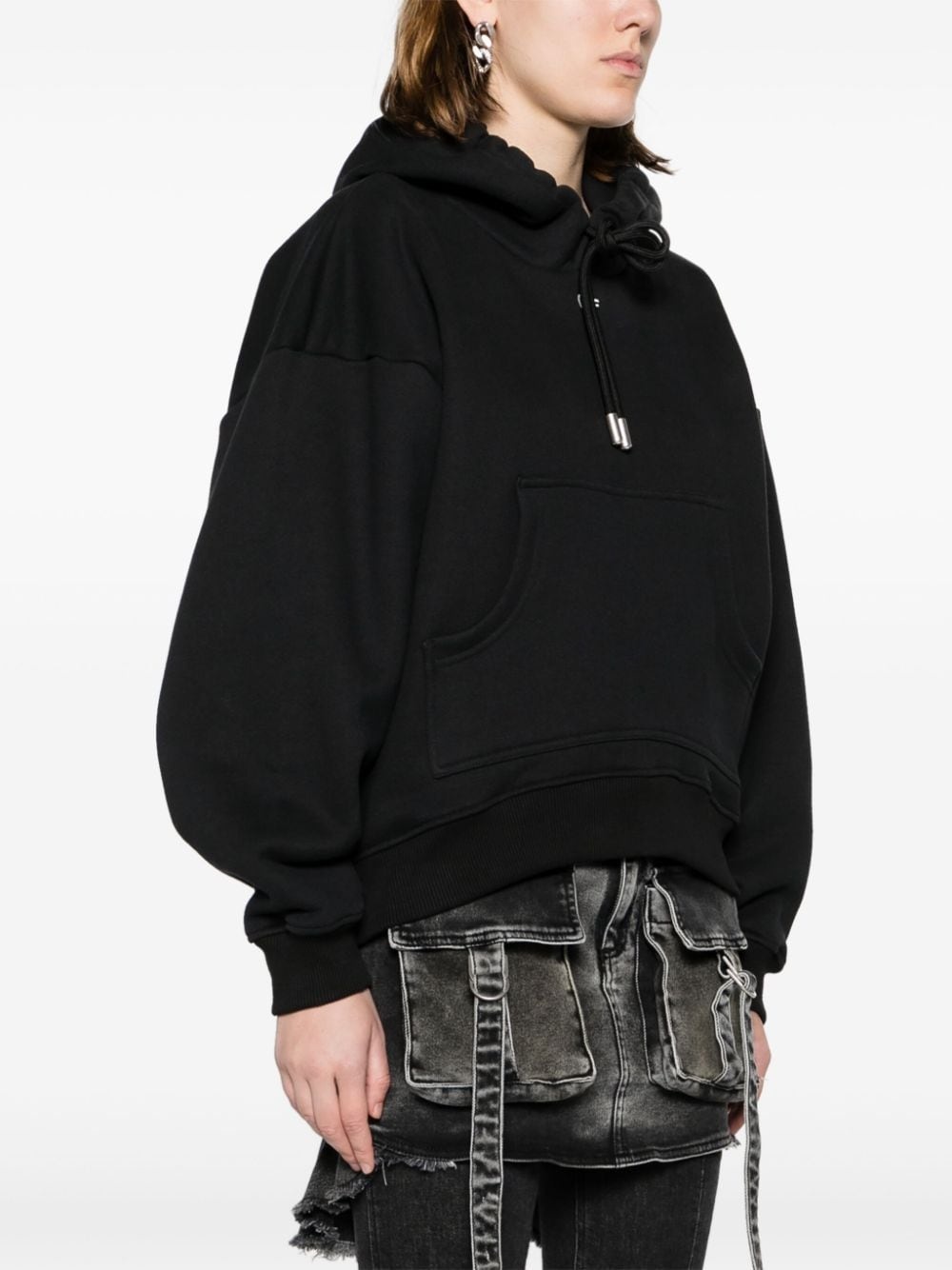 logo-embroidered cotton hoodie - 3