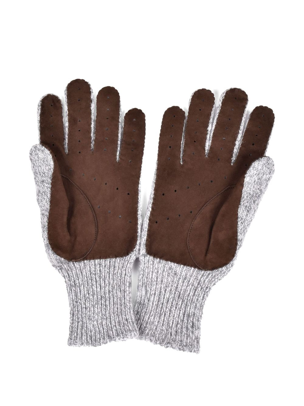 suede-panel knitted gloves - 2