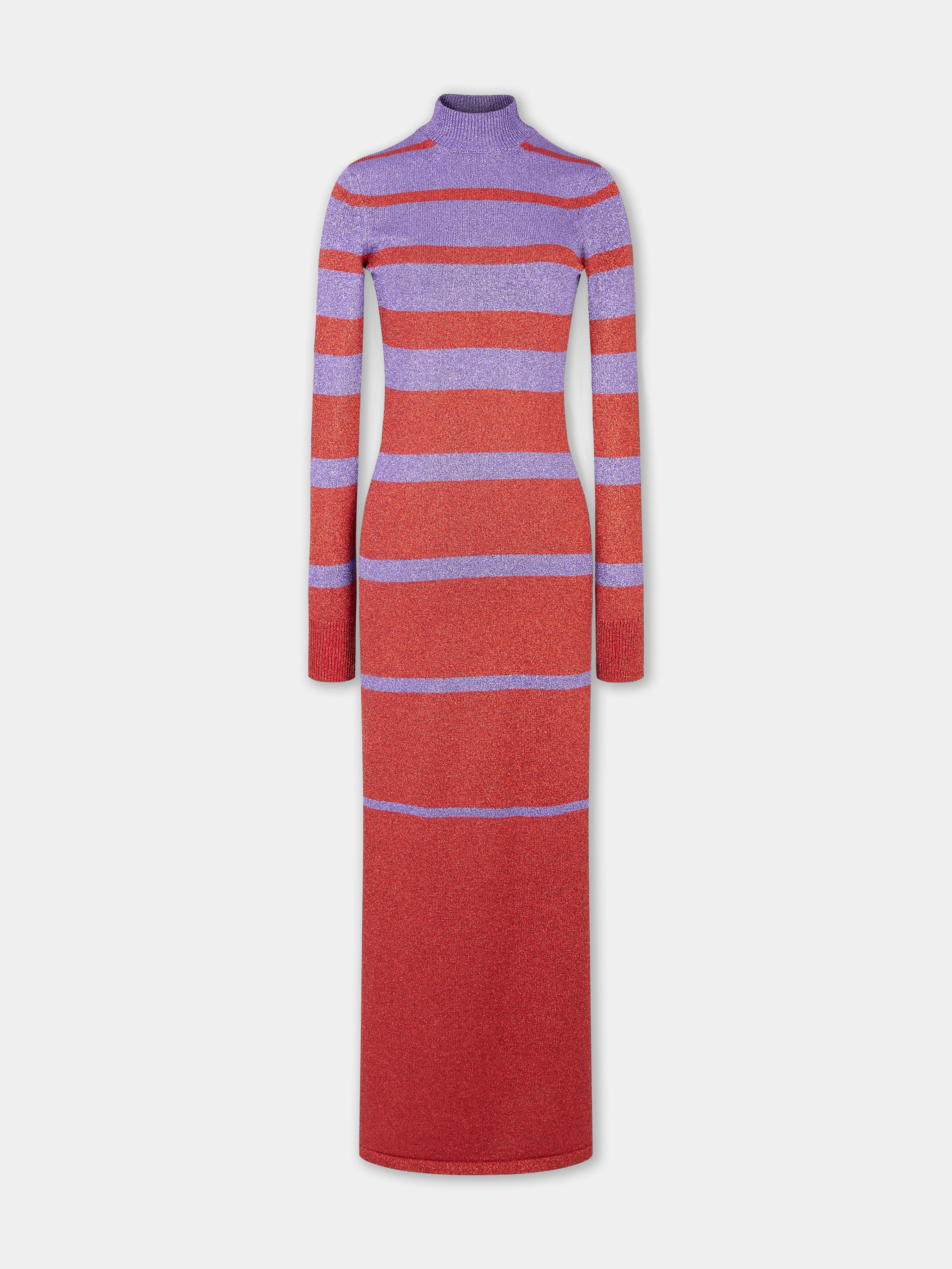RED AND VIOLET LONG-SLEEVED DRESS - 1