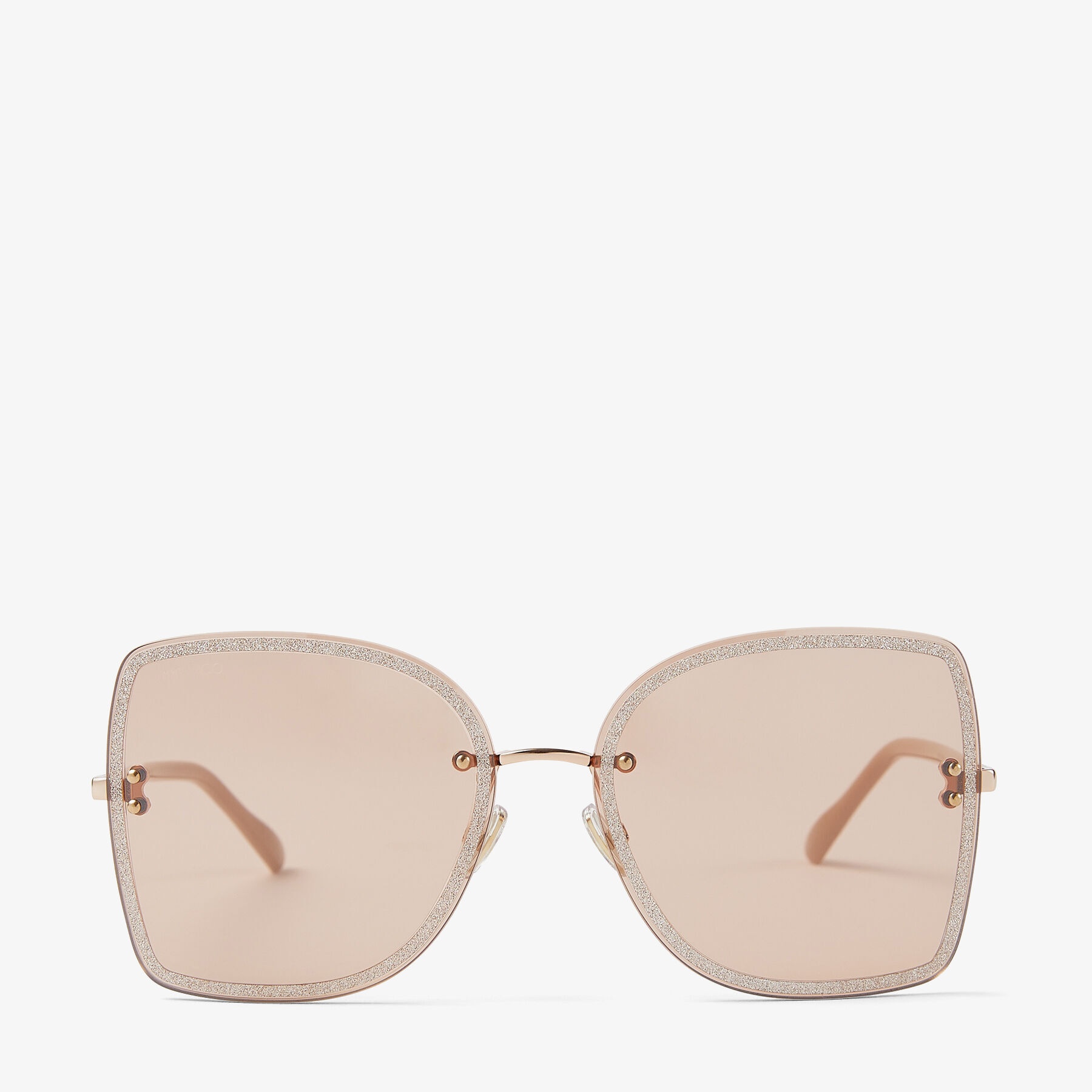 Leti
Copper Gold Metal and Nude Glitter Square-Frame Sunglasses - 1