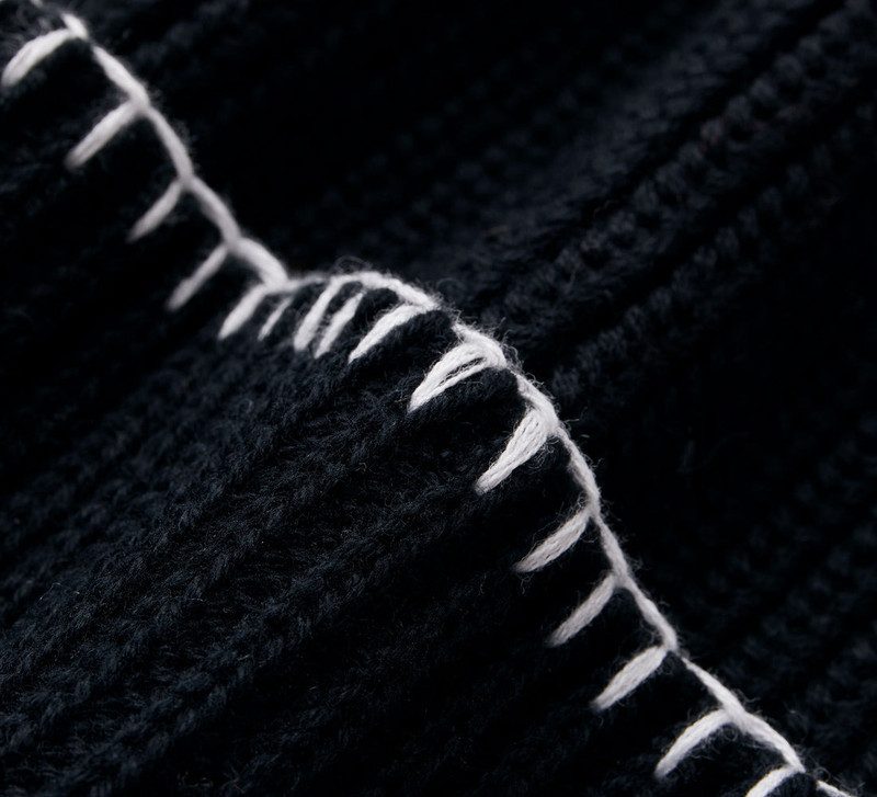 Blanket Stitch Watch Cap - Black 3