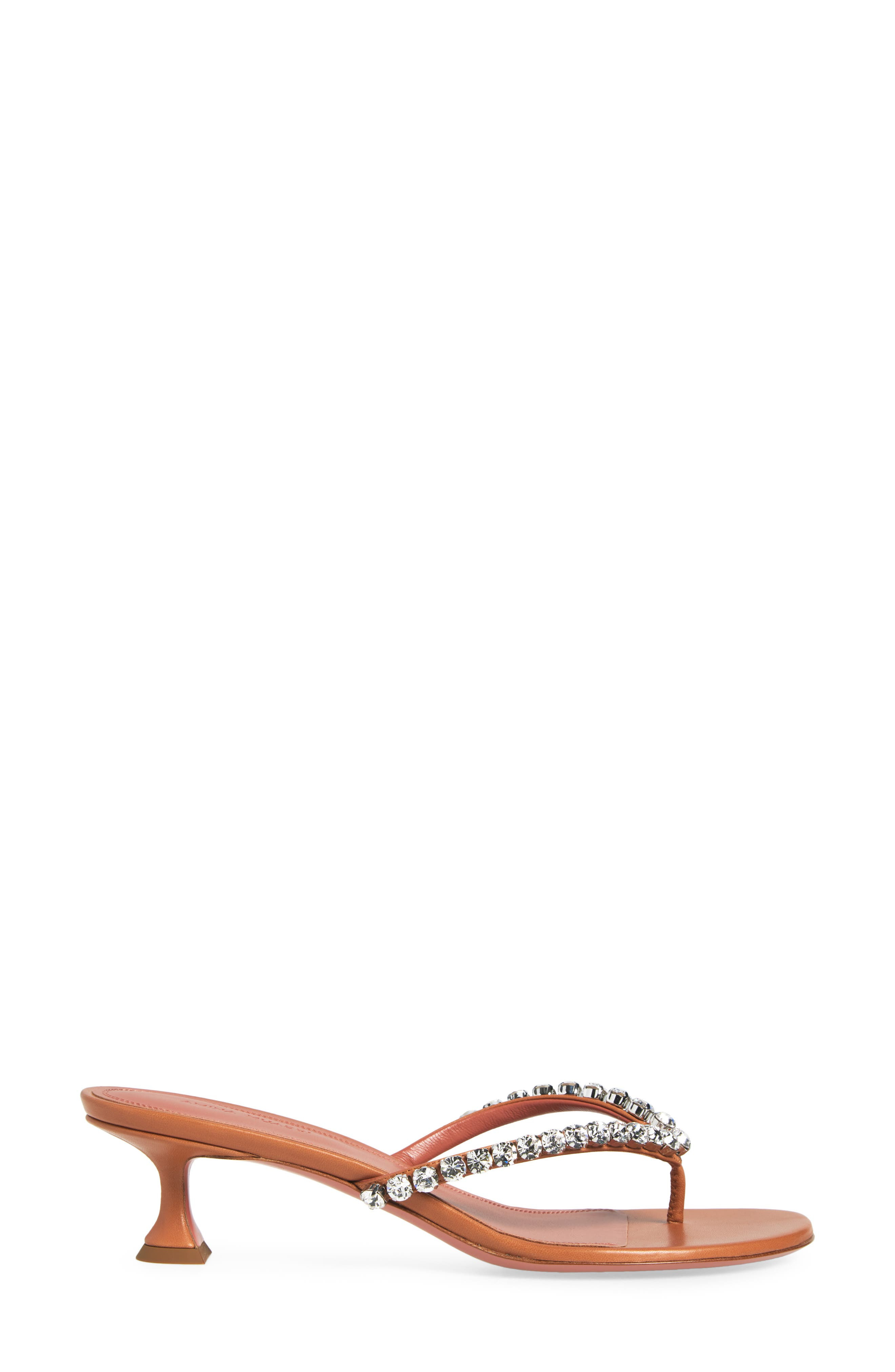 Amina Muaddi Gigi CrystalStrap Kitten Heel Sandal in Nappa Latte/White Crystals at Nordstrom - 3