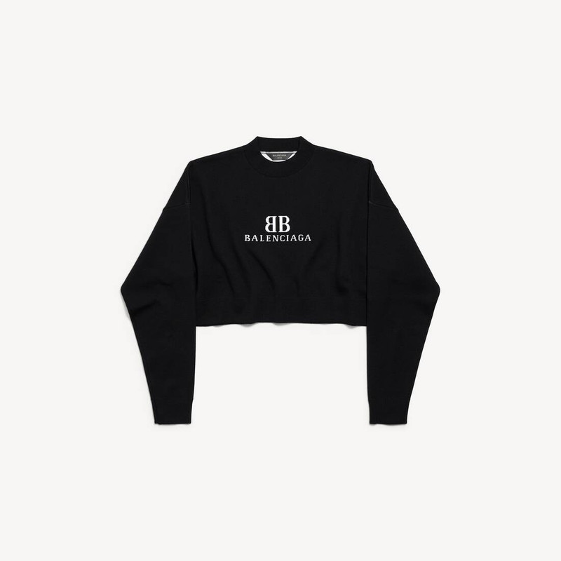 여자의 Cropped Crewneck 에 검정/백색 1