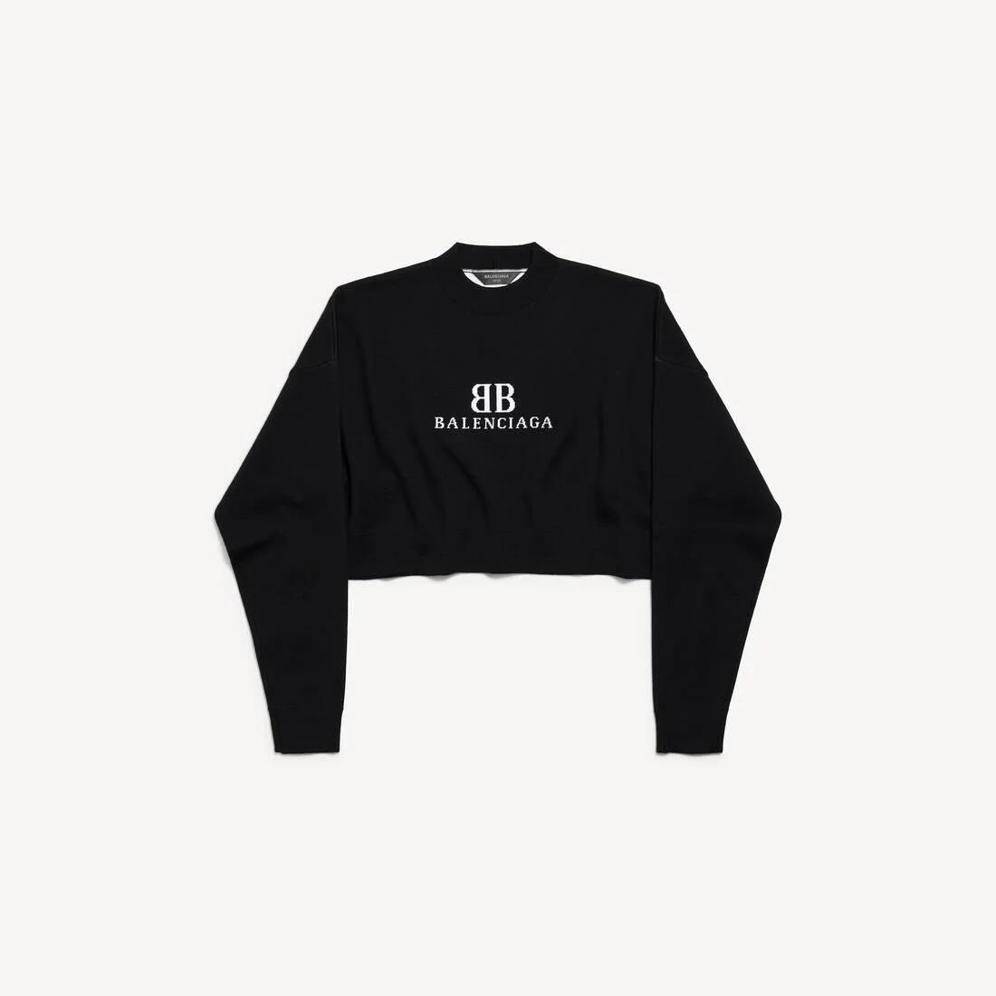 여자의 Cropped Crewneck 에 검정/백색 - 1