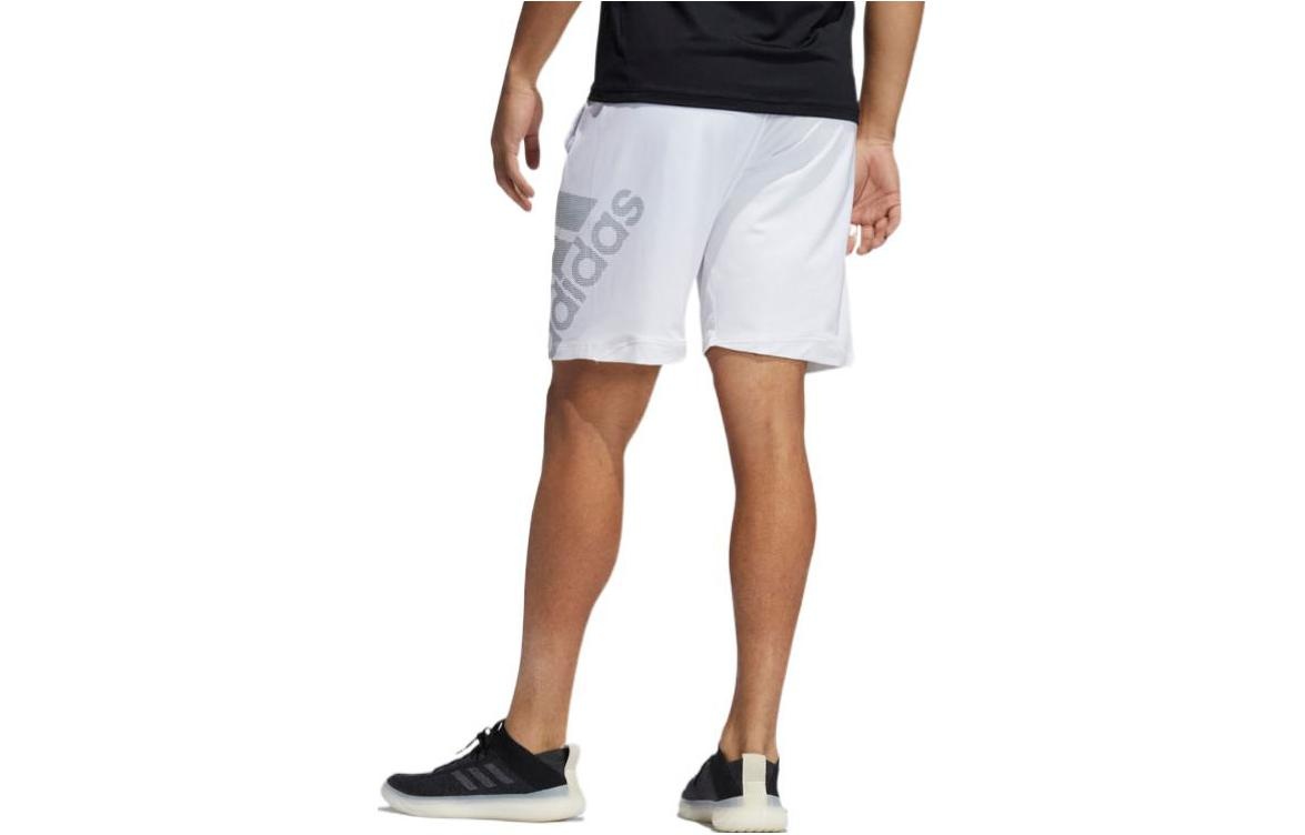 Men's adidas Side Large Logo Printing Elastic Waistband Shorts White GM0651 - 2