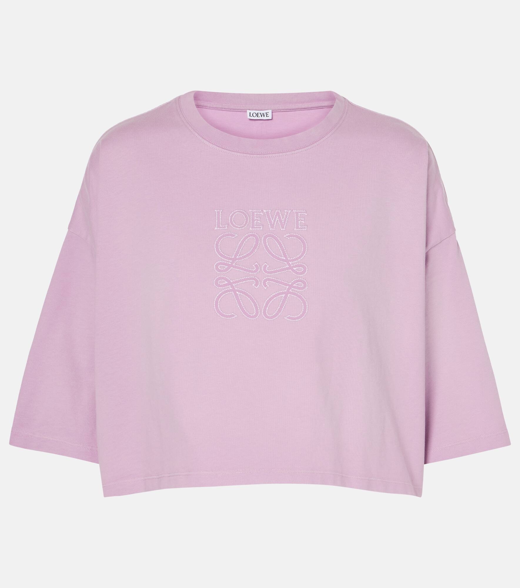 Cropped cotton jersey T-shirt - 1