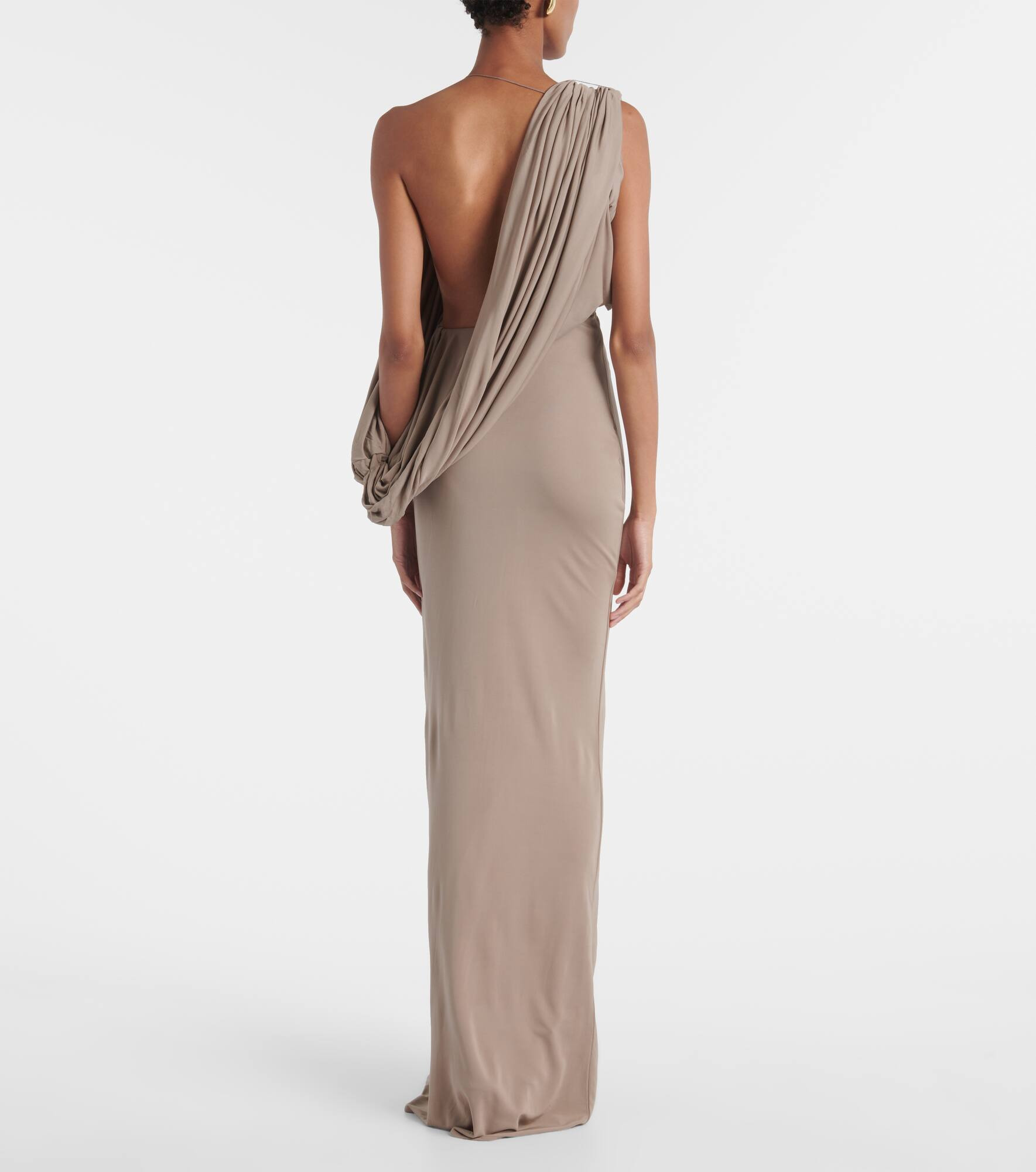 Aiba draped one-shoulder jersey gown - 3