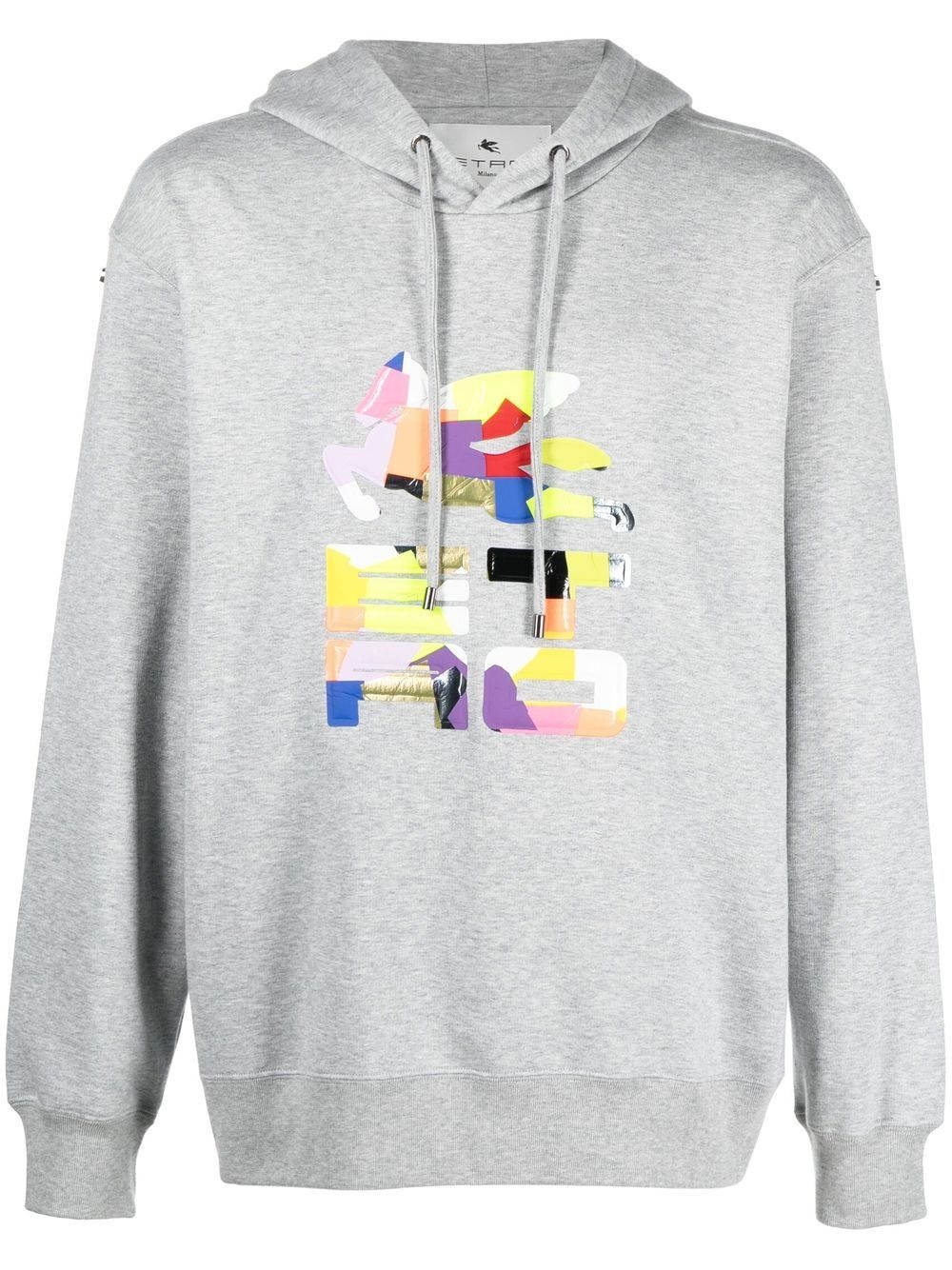 patchwork logo-print rib-trimmed hoodie - 1