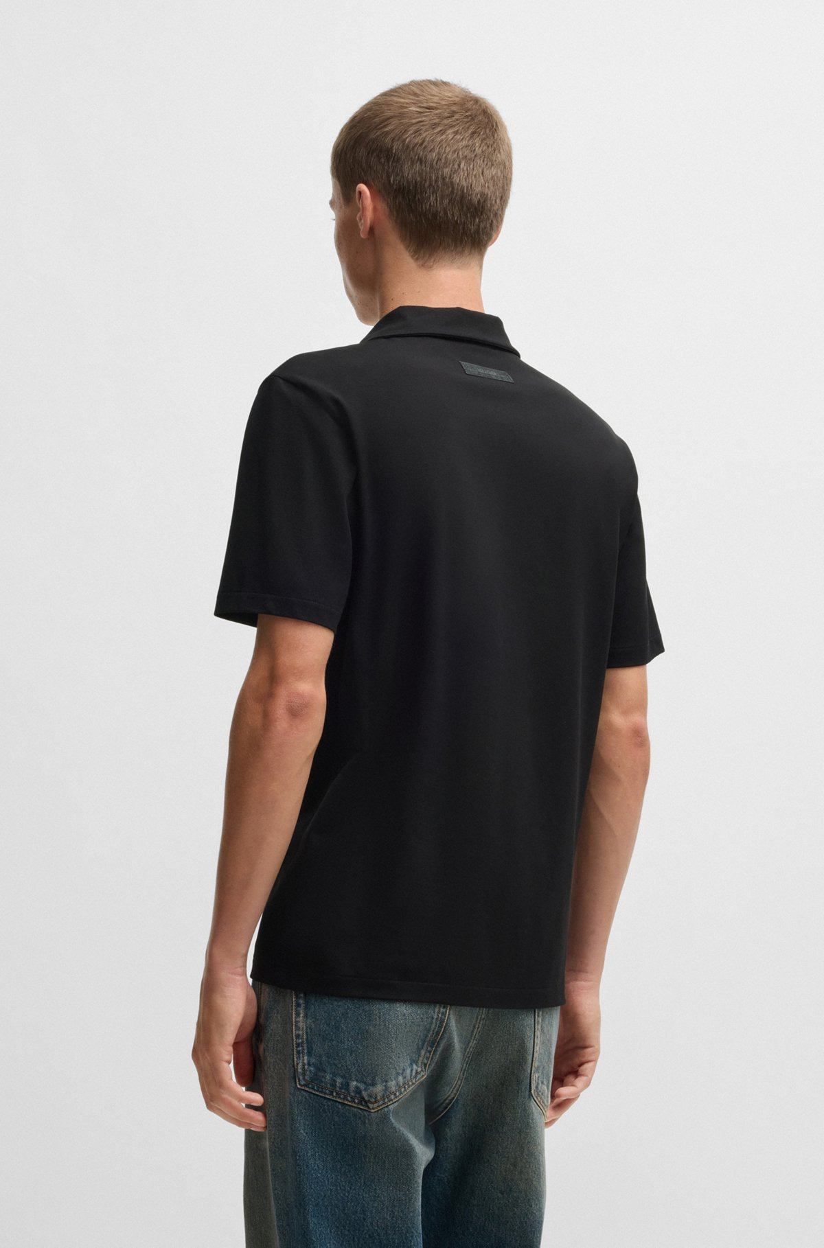 SLIM-FIT STRETCH-COTTON POLO SHIRT WITH JOHNNY COLLAR - 5