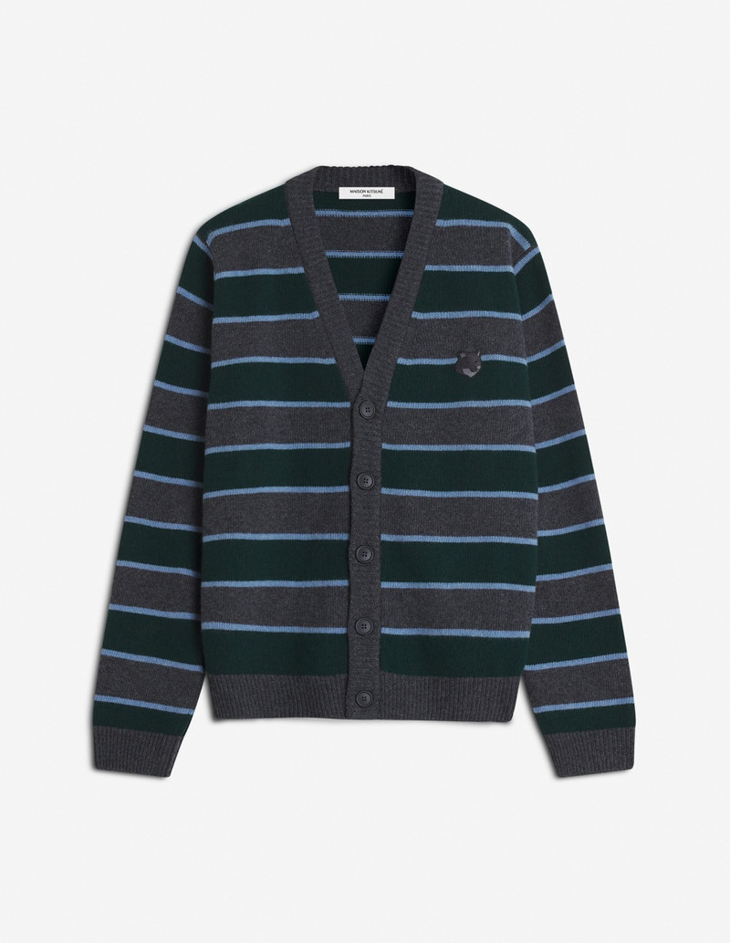 BOLD FOX HEAD PATCH STRIPED CARDIGAN 1