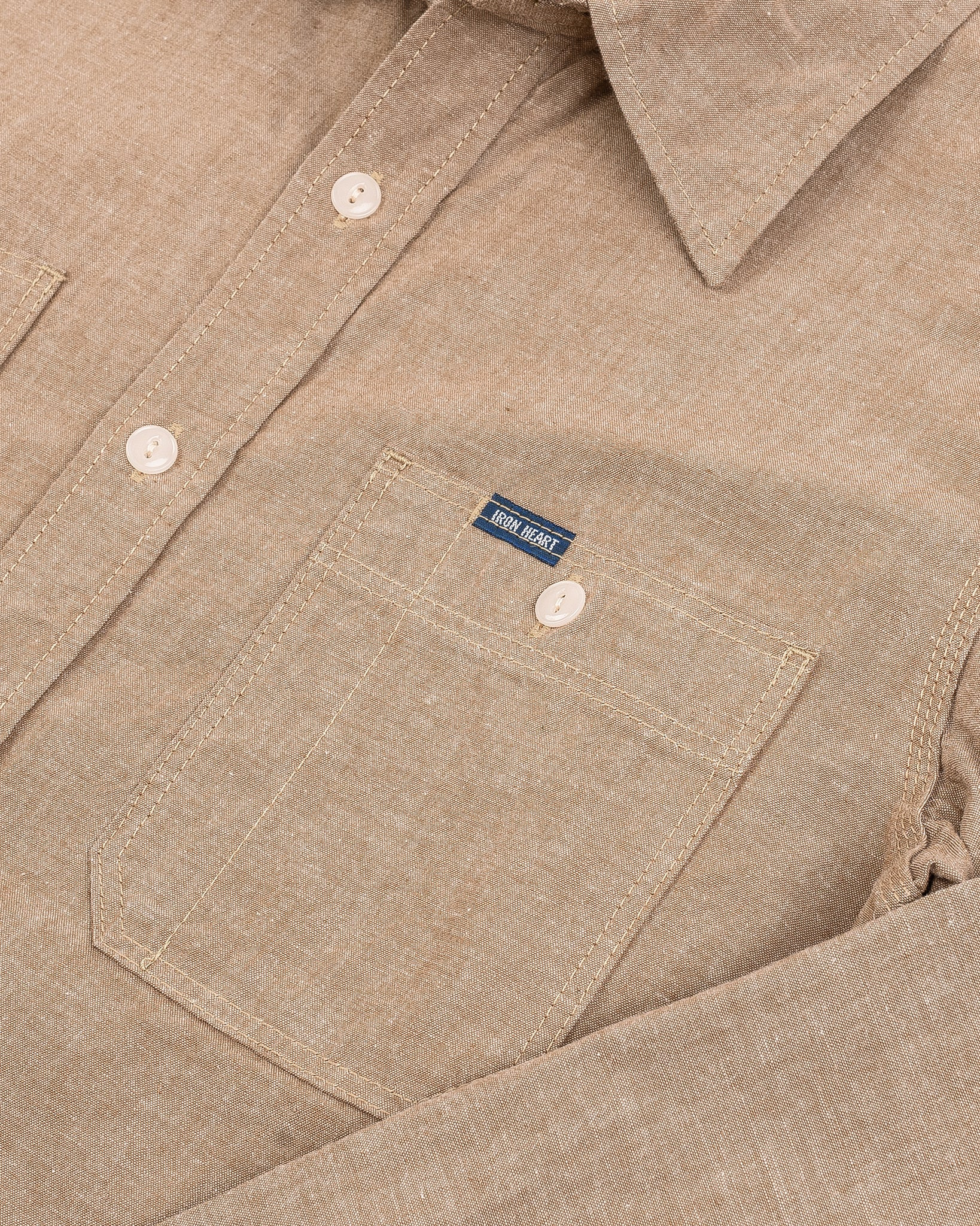 IHSH-344-KHA 10oz Selvedge Chambray Work Shirt - Khaki - 8