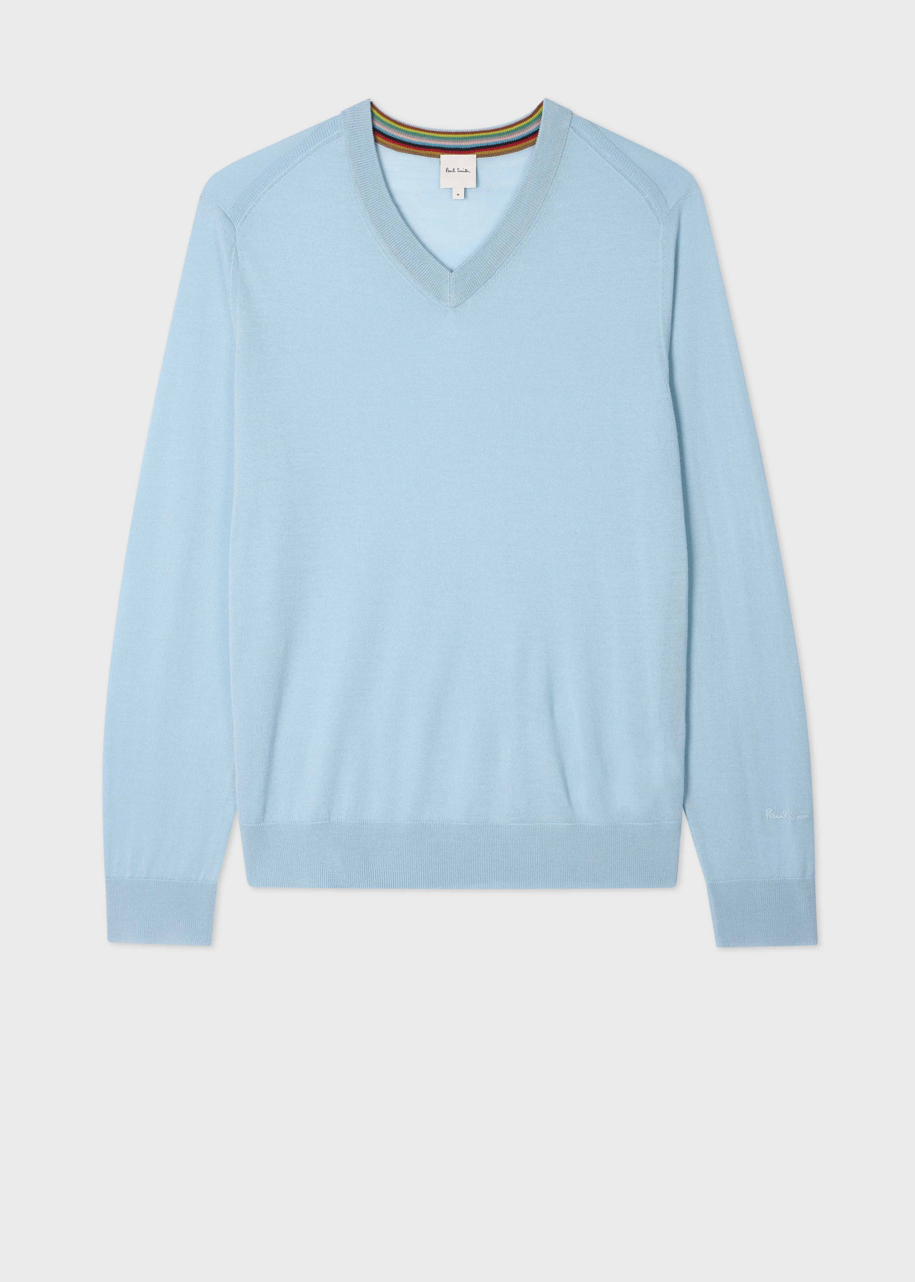 Sky Blue Merino Wool V-Neck Sweater - 1