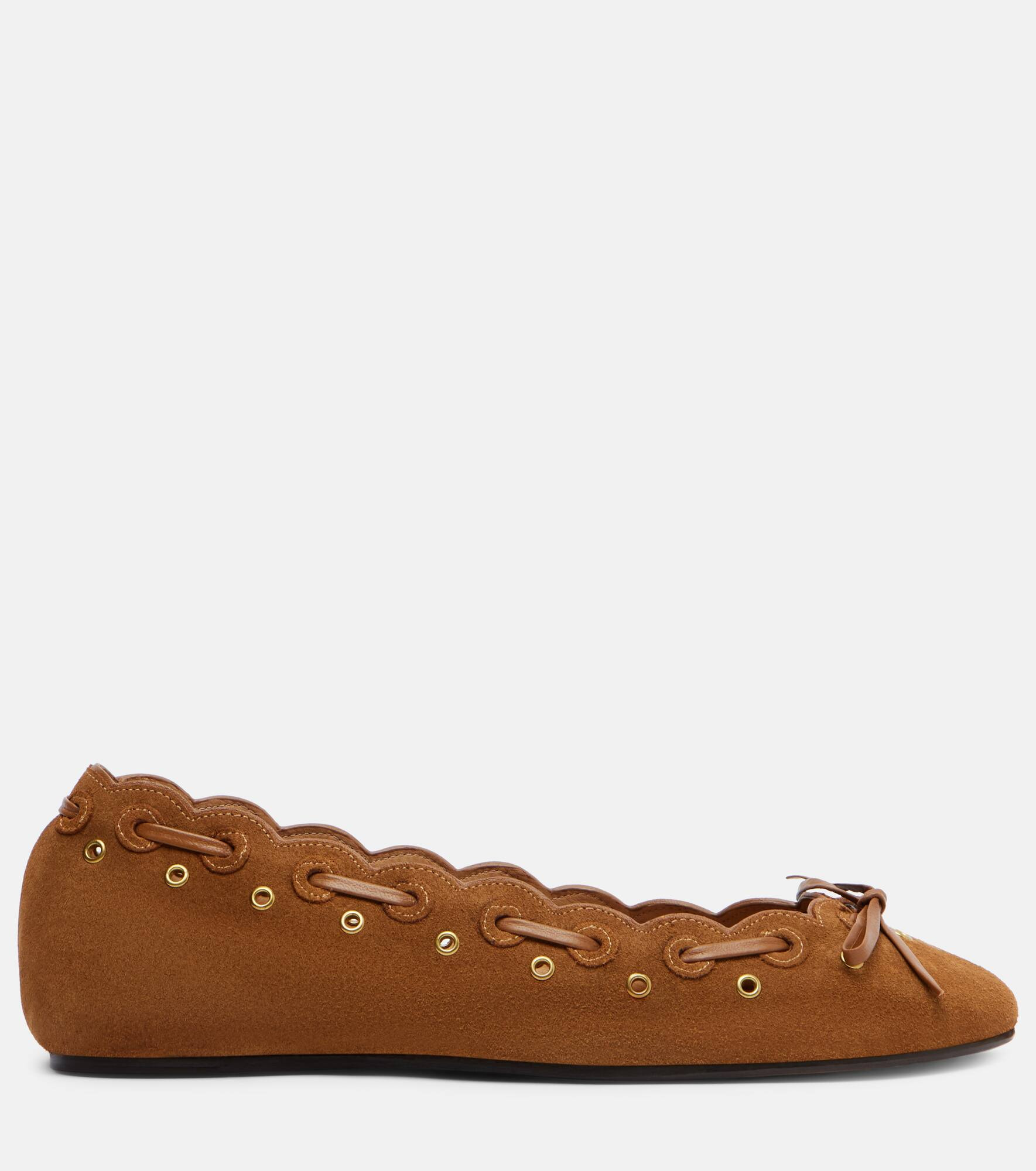 Balfy bow-detail suede ballet flats - 4