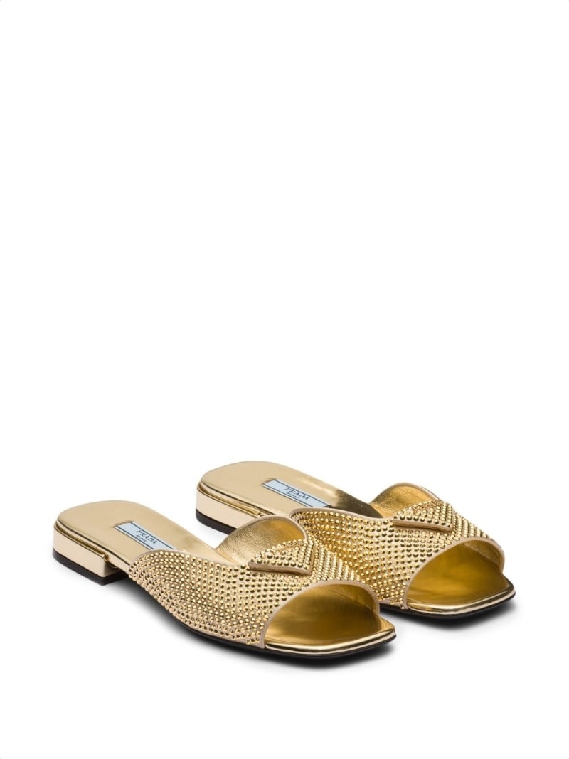 Prada crystal-embellished satin slides | farfetch | REVERSIBLE