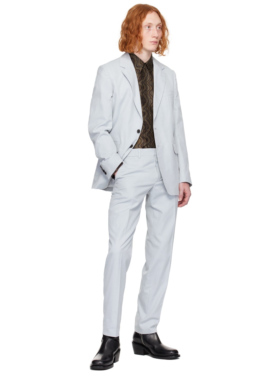 Blue Notched Lapel Suit - 5