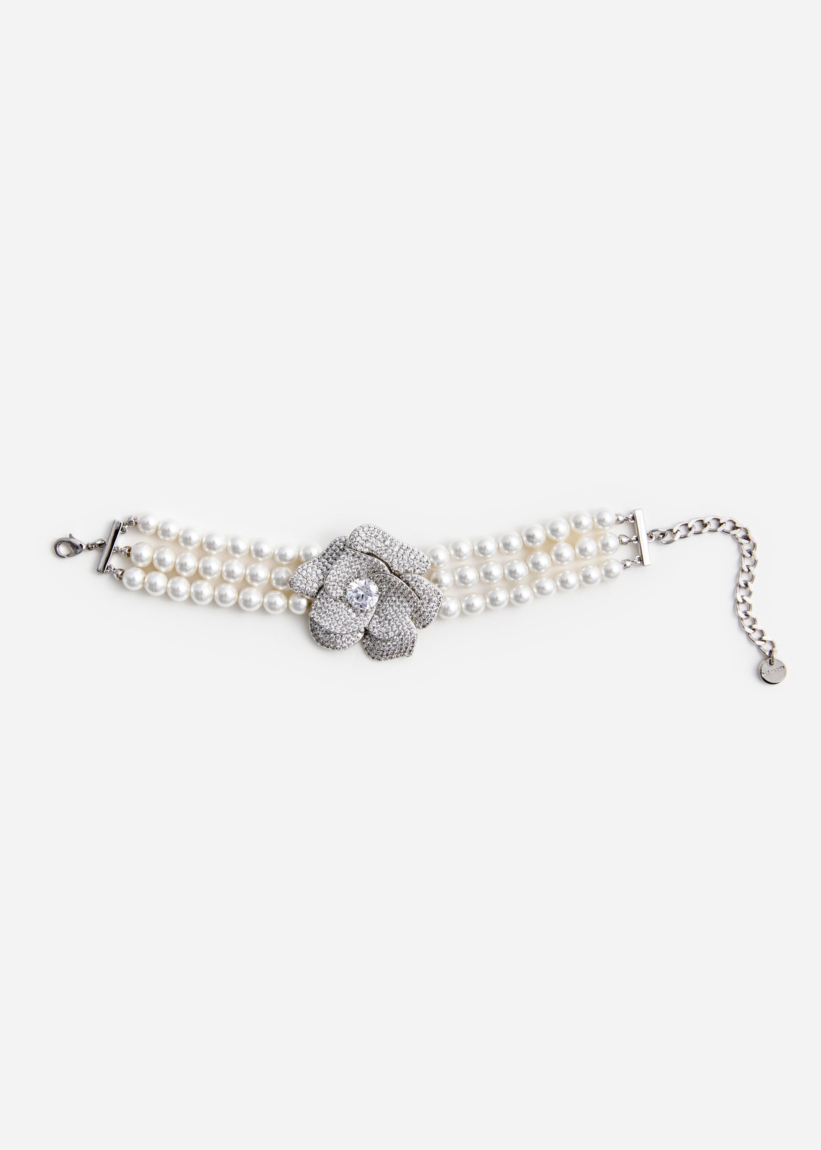 Crystal Flower Pearl Bracelet - 2
