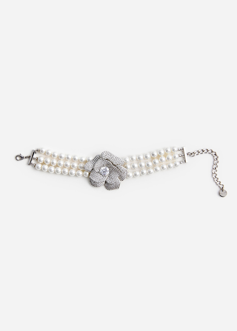 self-portrait Crystal Flower Pearl Bracelet outlook