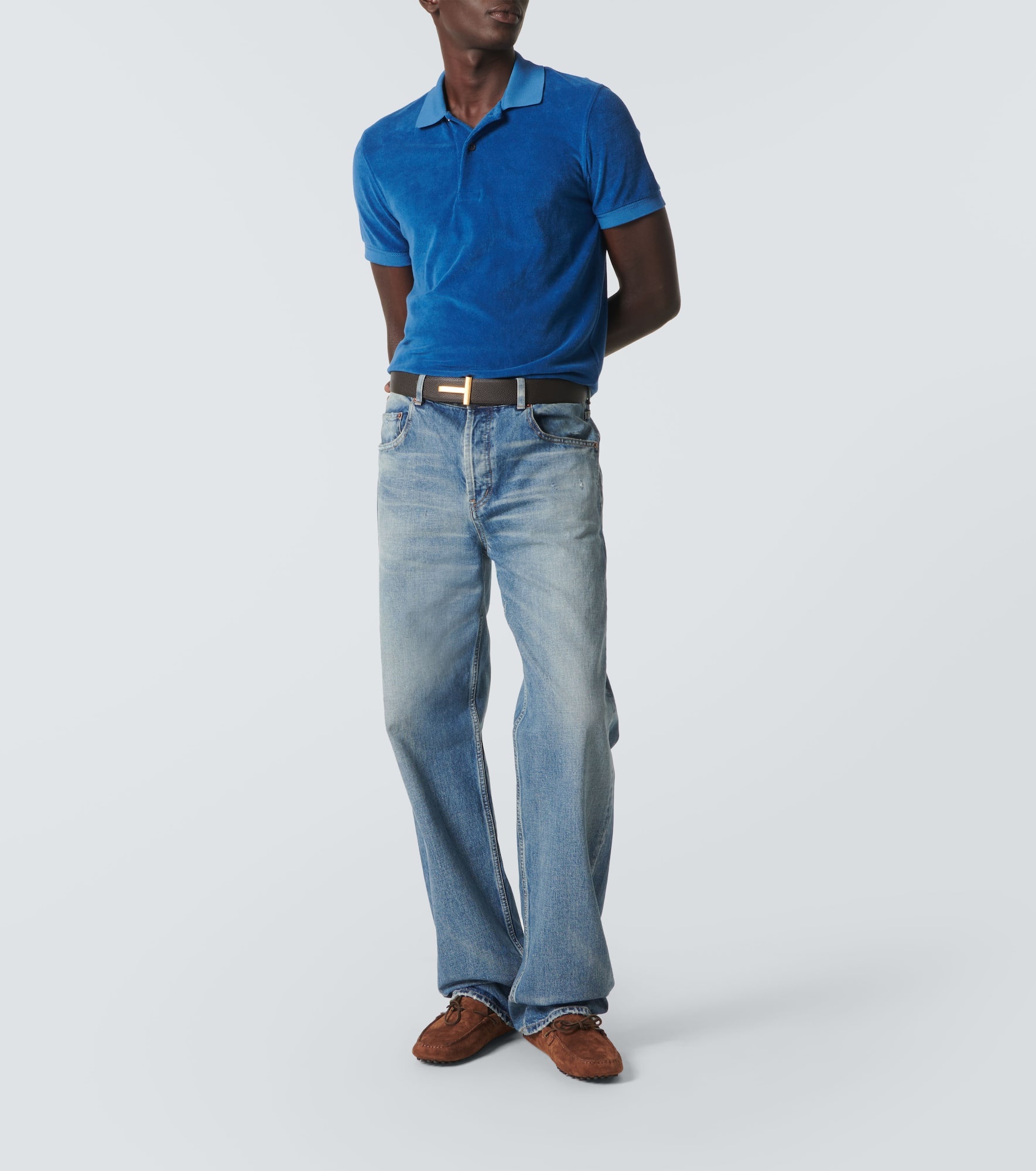 Cotton-blend terry polo shirt - 2
