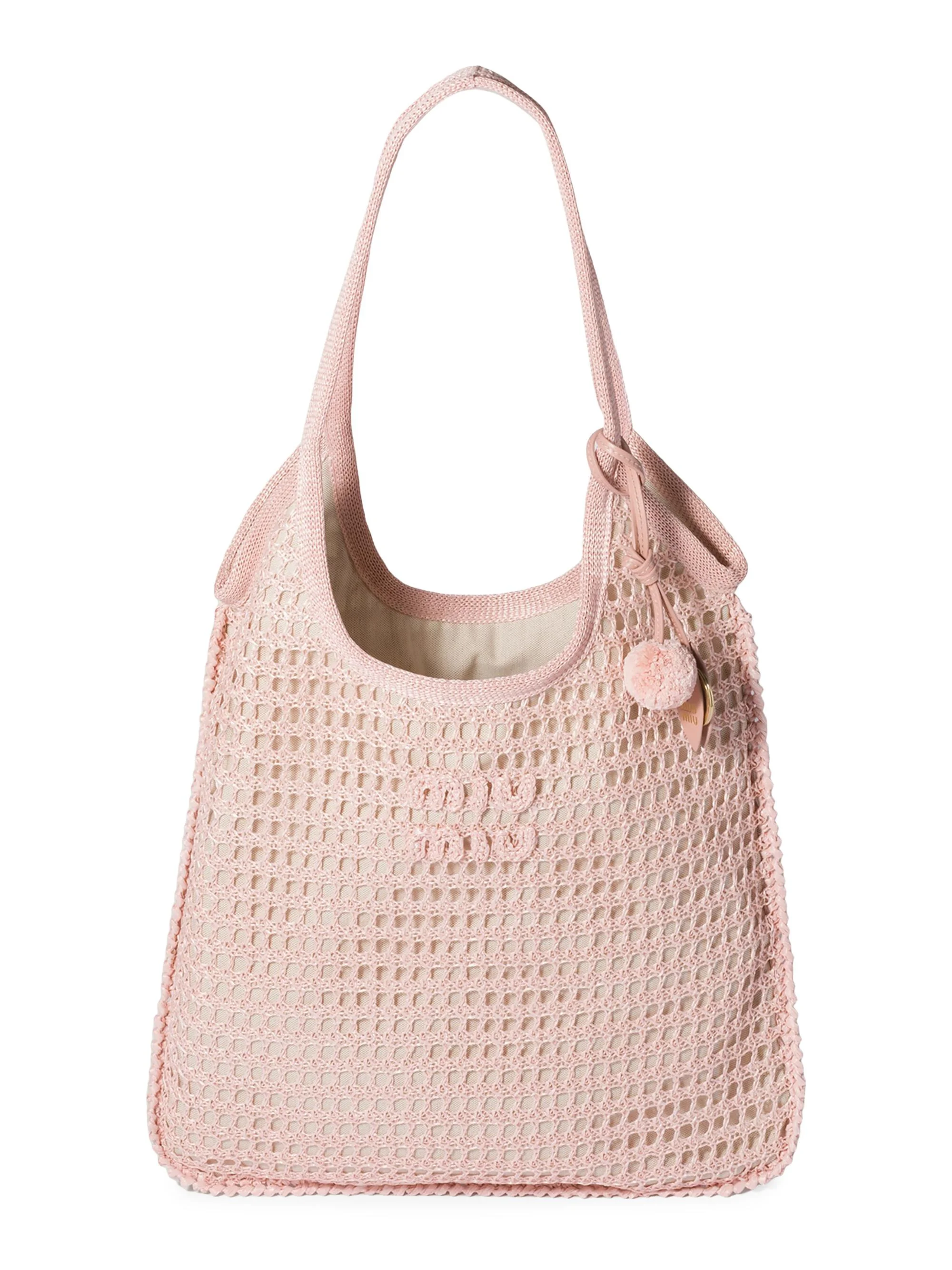 Women's Ivy Raffia Crochet Shoulder Bag - Pink - 1
