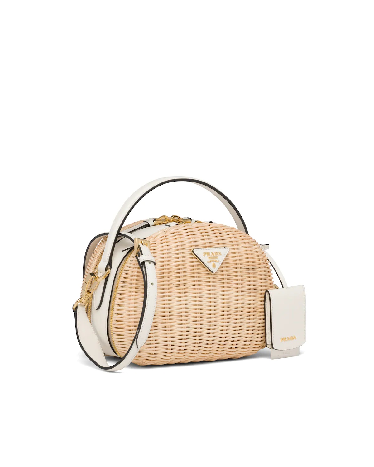 Wicker and Saffiano leather shoulder bag - 3