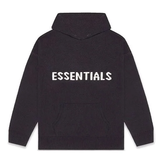Fear of God Essentials FW20 Knit Logo Hoodie 'Black' FOG-FW20-332 - 1