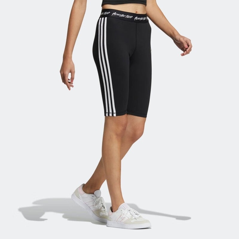 (WMNS) adidas Neo 3-Stripes Yoga Short Legging 'Black White' HN0033 - 2