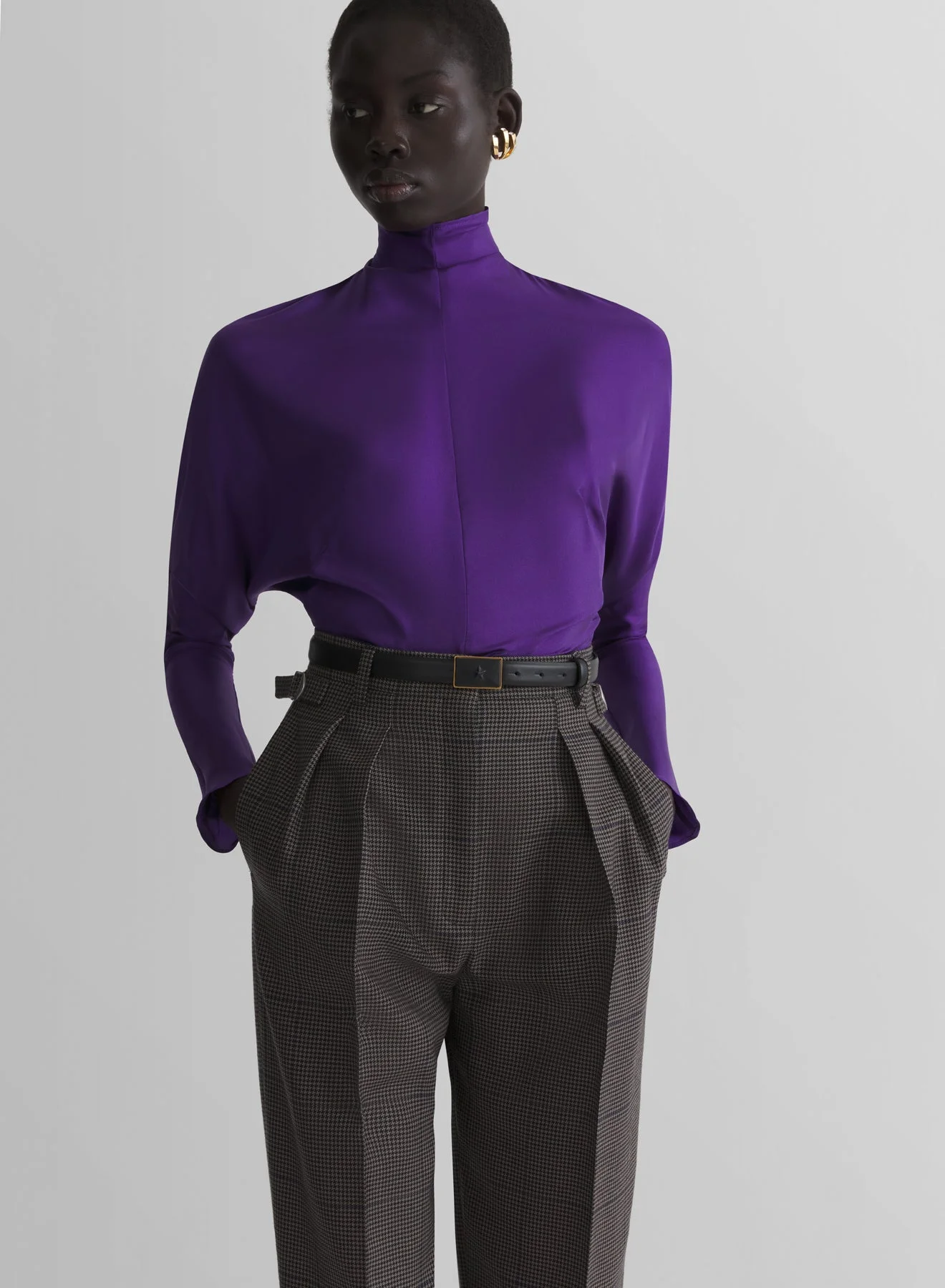 purple bat sleeves top - 1