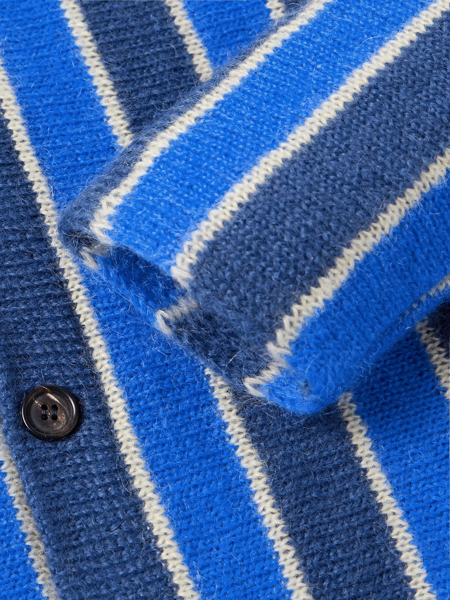 Striped Superkid Mohair-Blend Cardigan Blue - 5