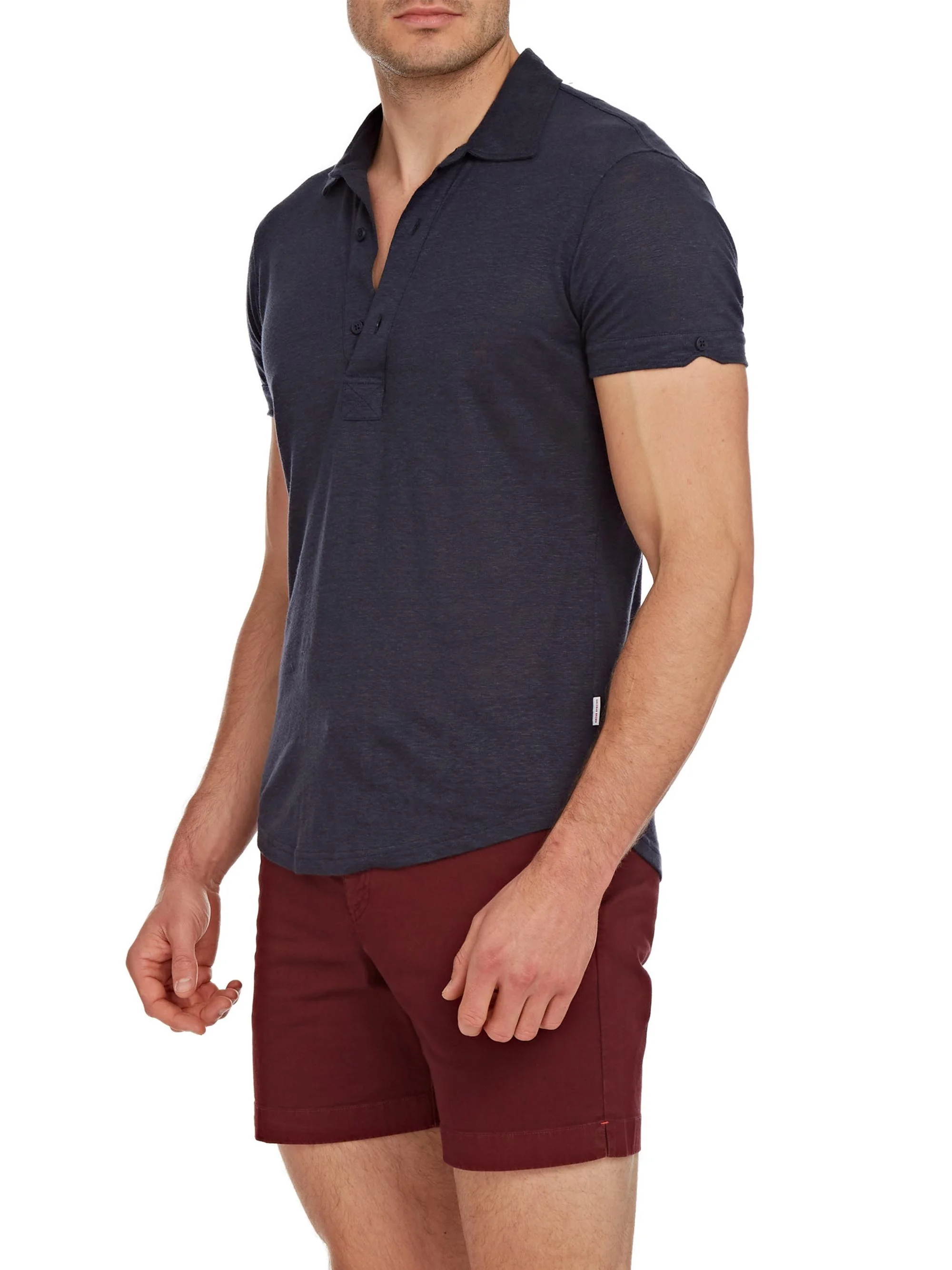 Men's Sebastian Linen Polo Shirt - Navy - 1
