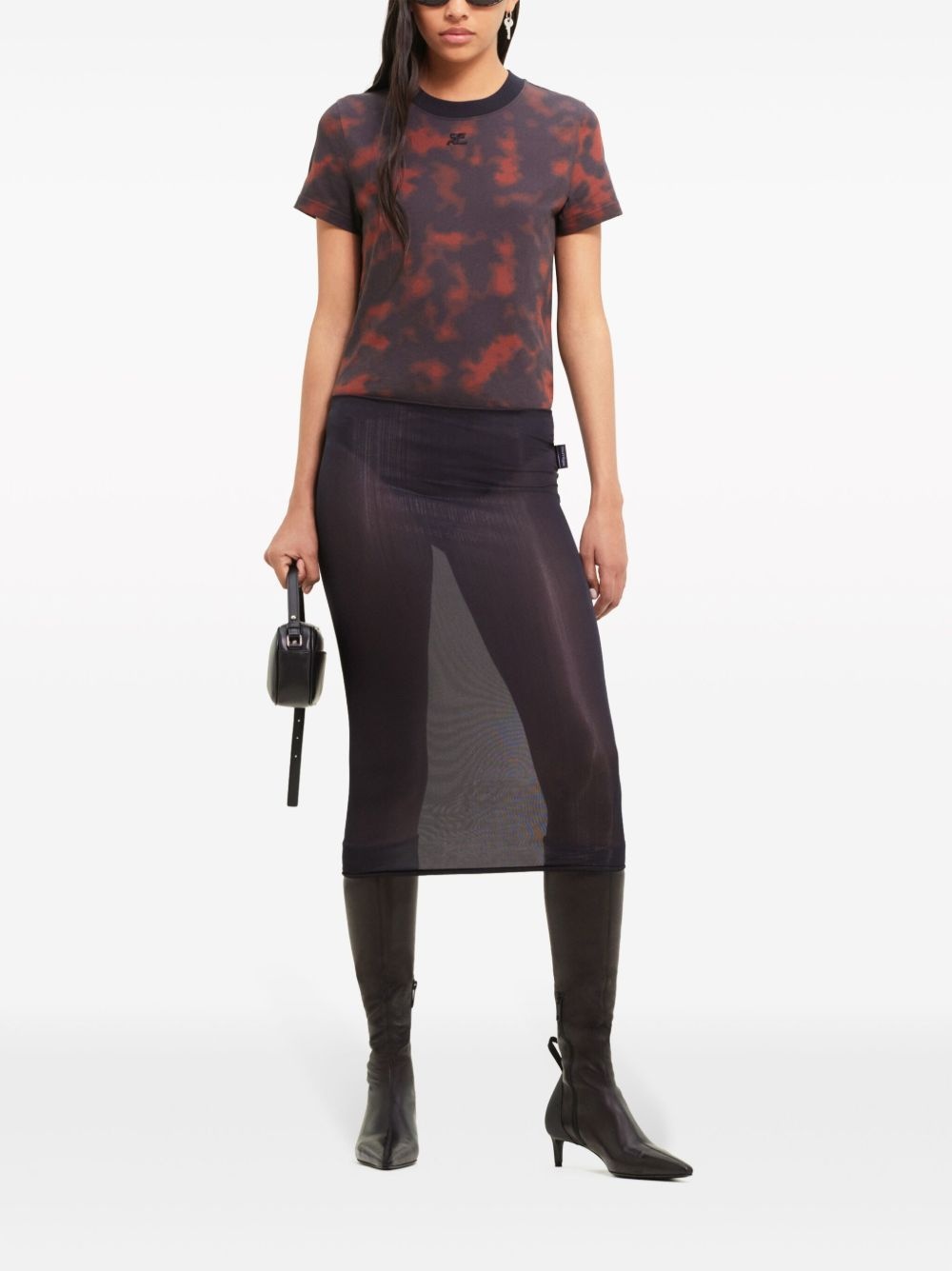 tortoiseshell-effect cotton T-shirt - 2
