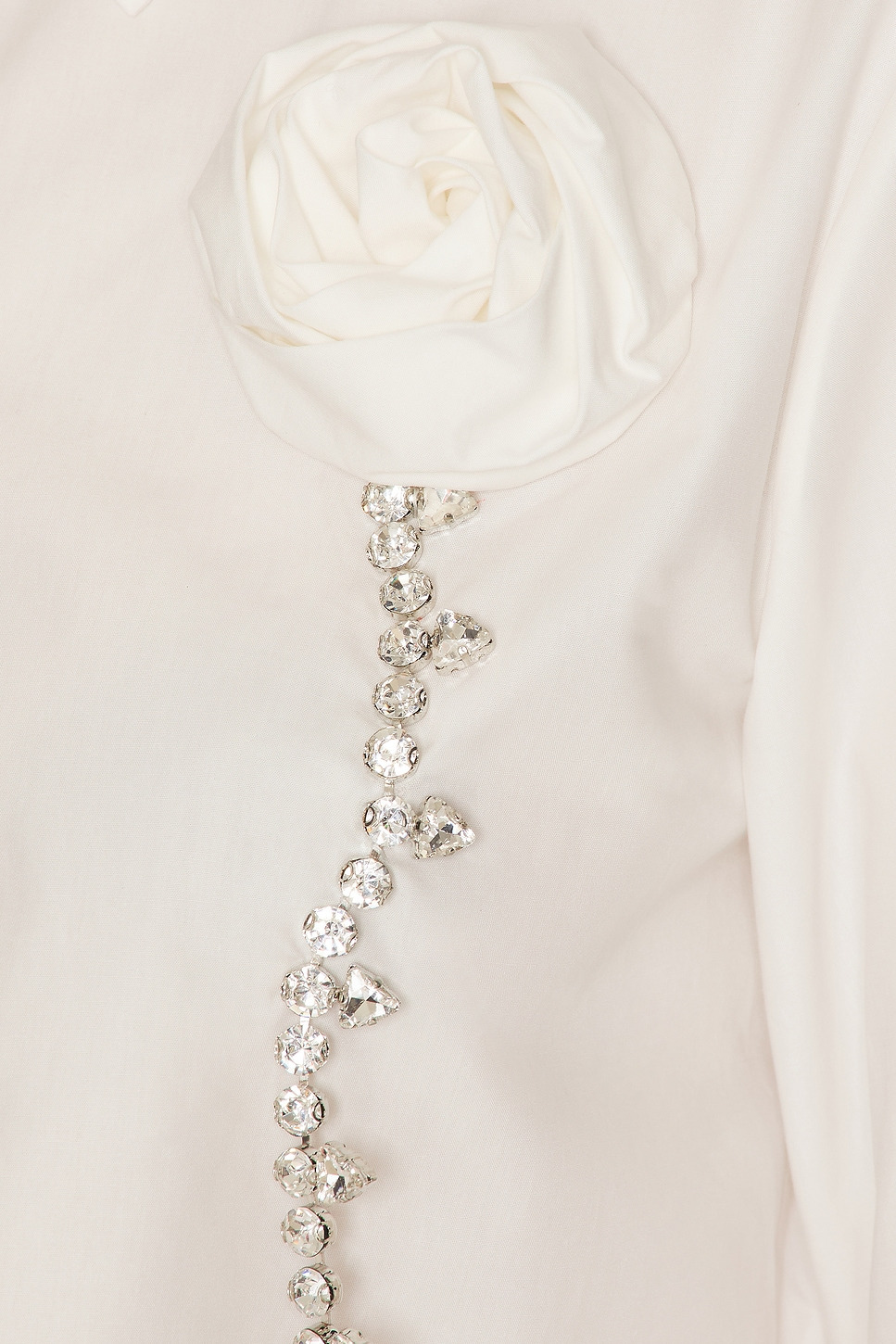Crystal Rosette Poplin Cropped Shirt - 6