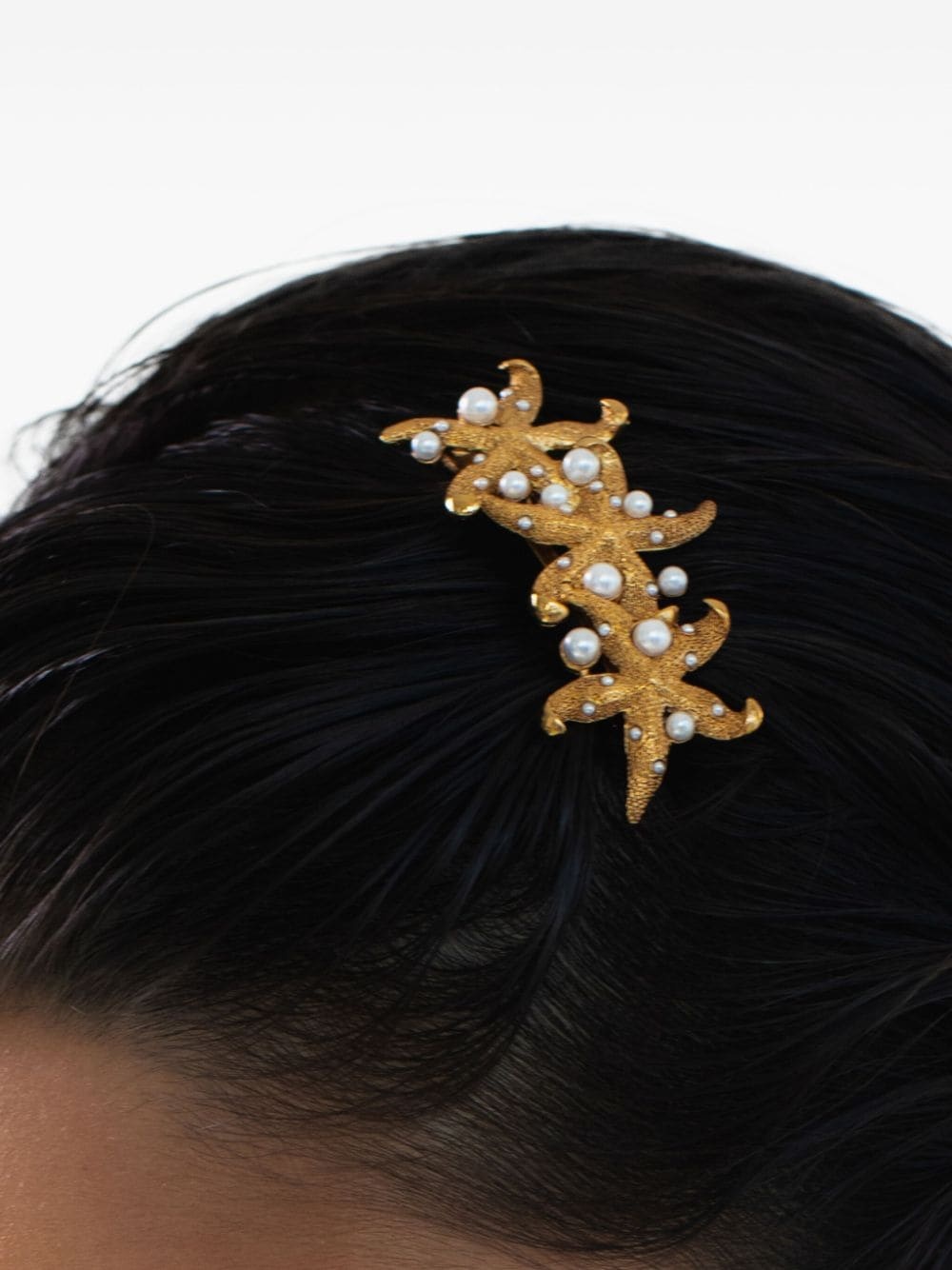 Thalassa pearl embellished filigree barrette - 3