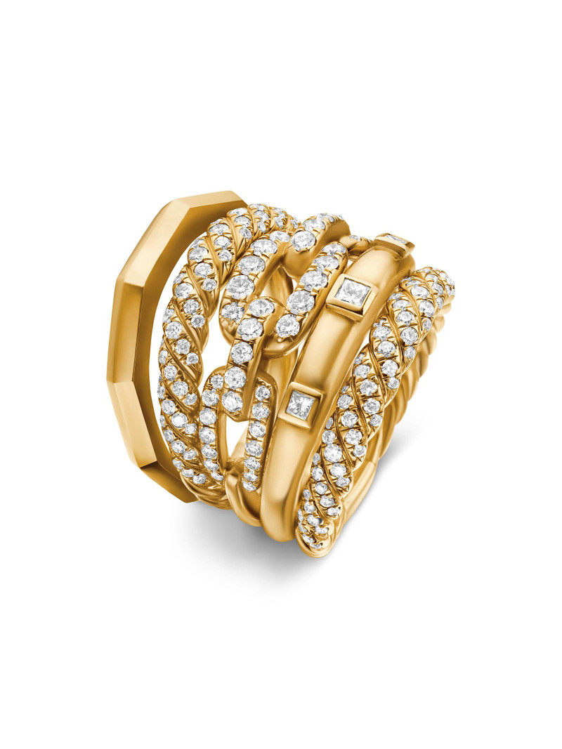 Women's Stax Five Row Ring in 18K Yellow Gold - Diamond 3