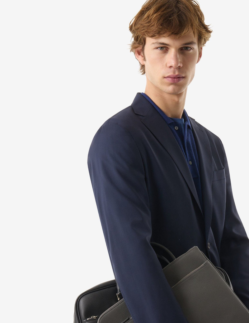 Unlined navy blue wool suit 4