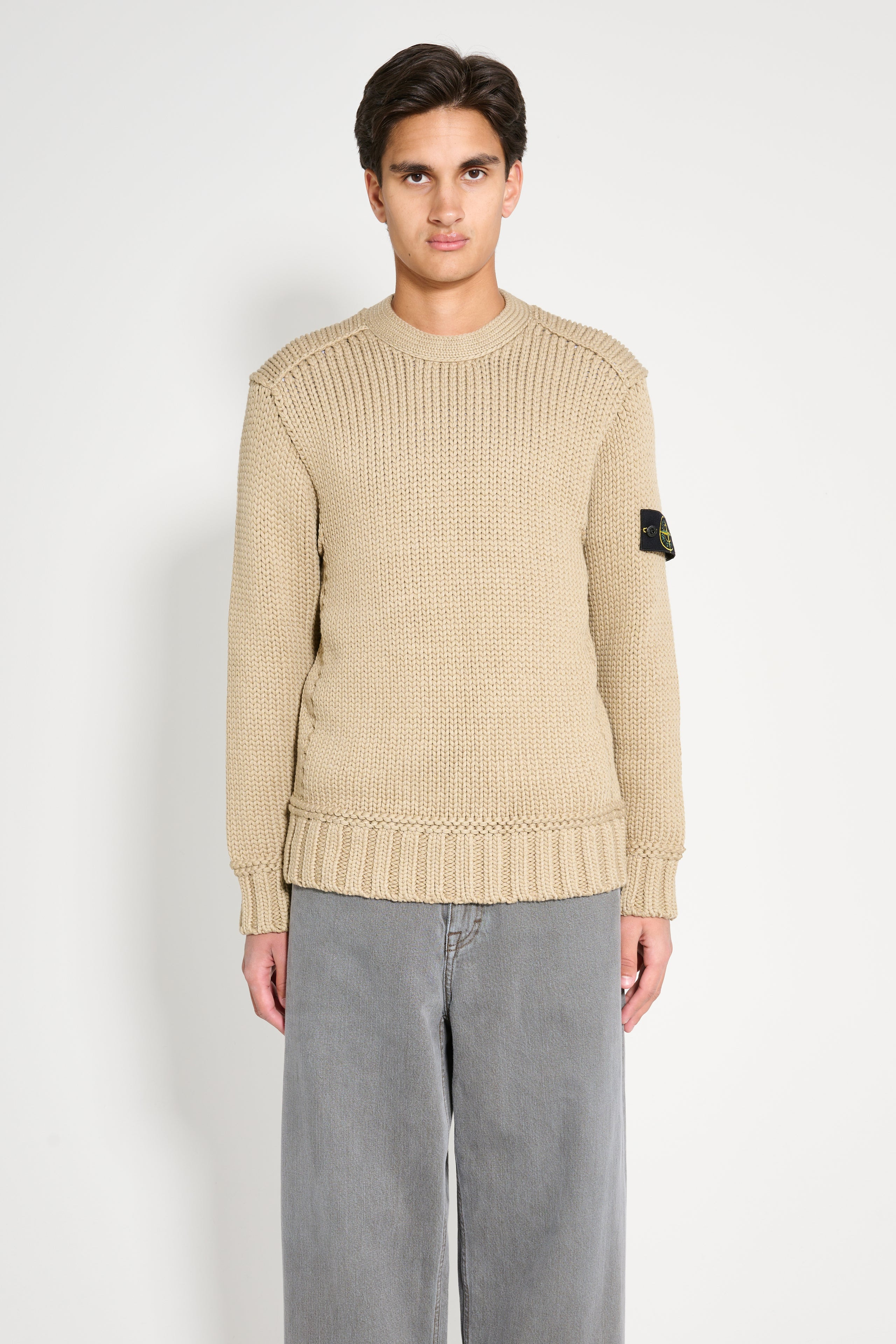 STONE ISLAND KNITTED SWEATER BISCUIT - 1