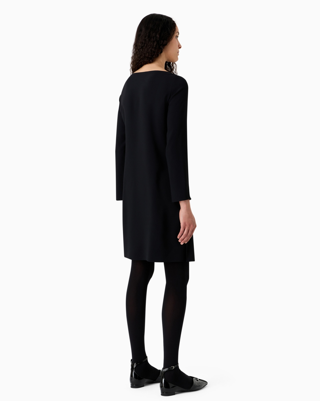 Draped envers satin tunic dress with piercing-style closure - 3