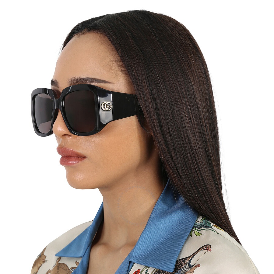 Gucci Grey Ladies Square Sunglasses GG1402S 001 55 - 2