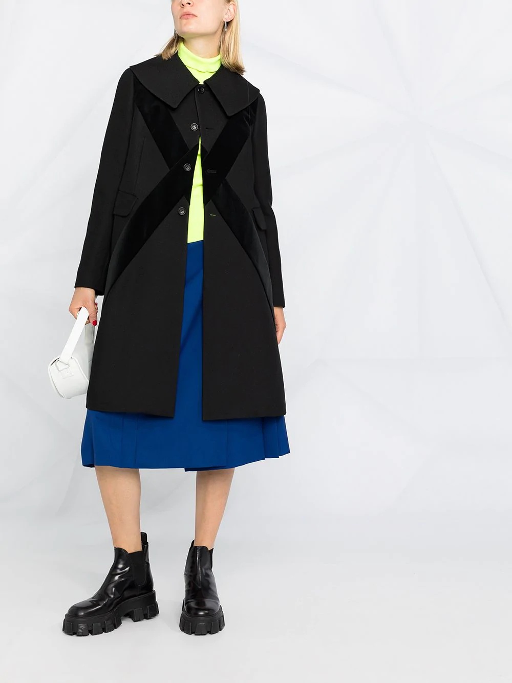 contrast cross pea coat - 2