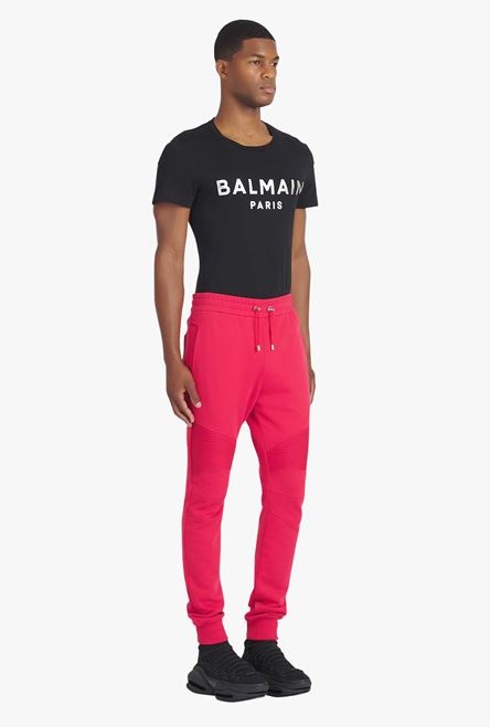 Red eco-designed cotton sweatpants with black Balmain logo print - 7