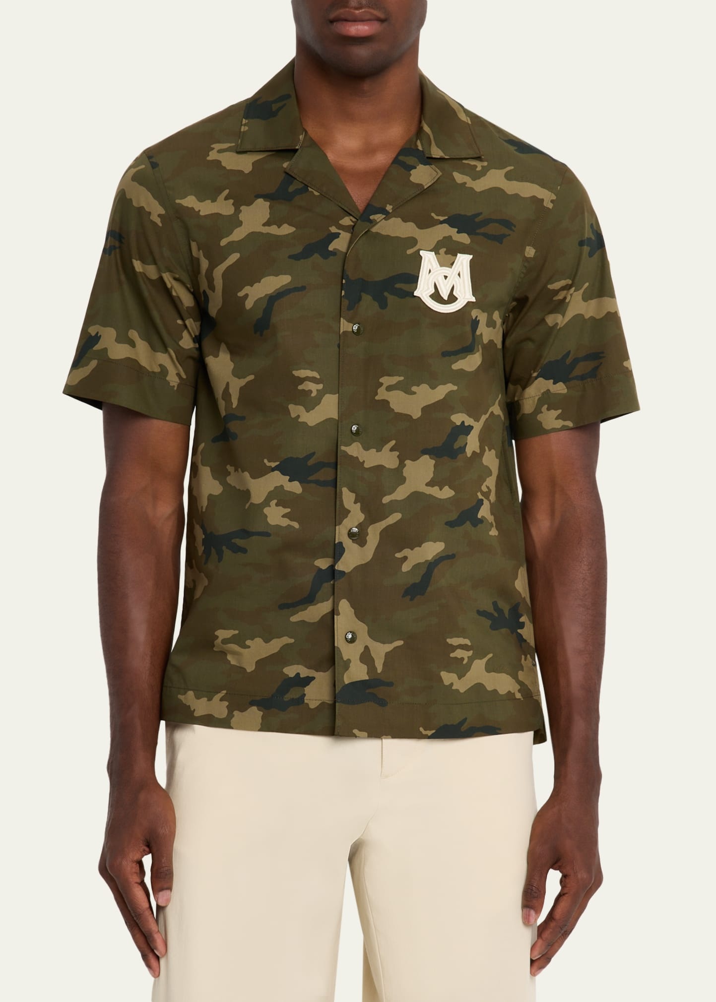 Men's Monogram Camouflage Poplin Camp Shirt - 4